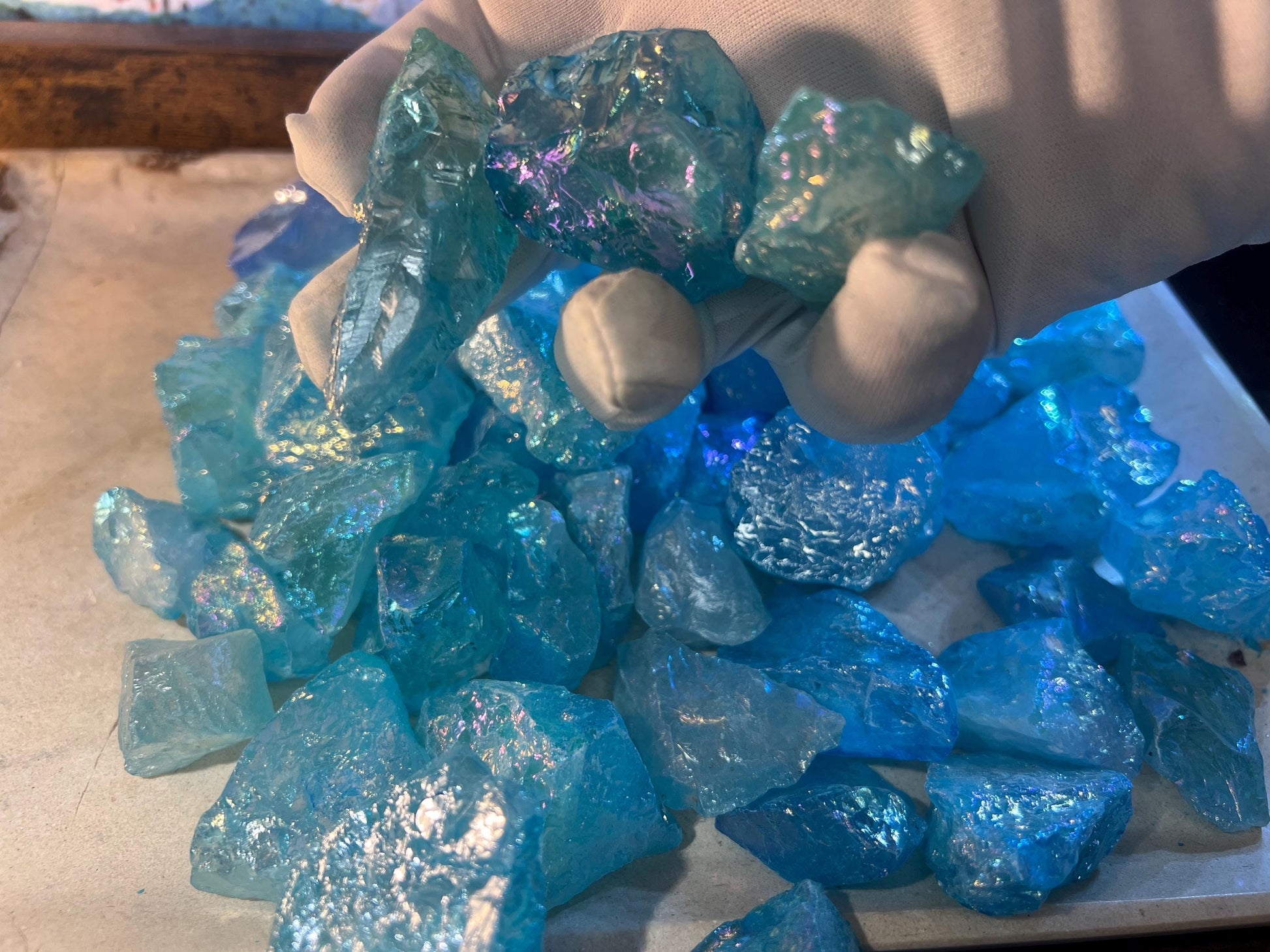 Angel Aura Aqua Quartz Raw Crystal Polished Carved Crystal for Distraction from Anxiety or Worry Home Decor Crafting Jewelry Christmas Xmas