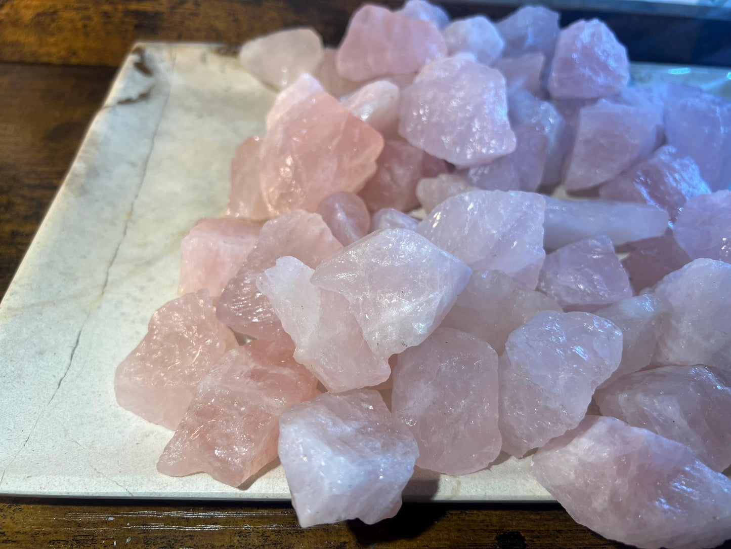 Rose Quartz Raw Crystal Polished Carved Crystal for Distraction from Anxiety or Worry Home Decor Holiday Xmas Meditation Pocket Gift