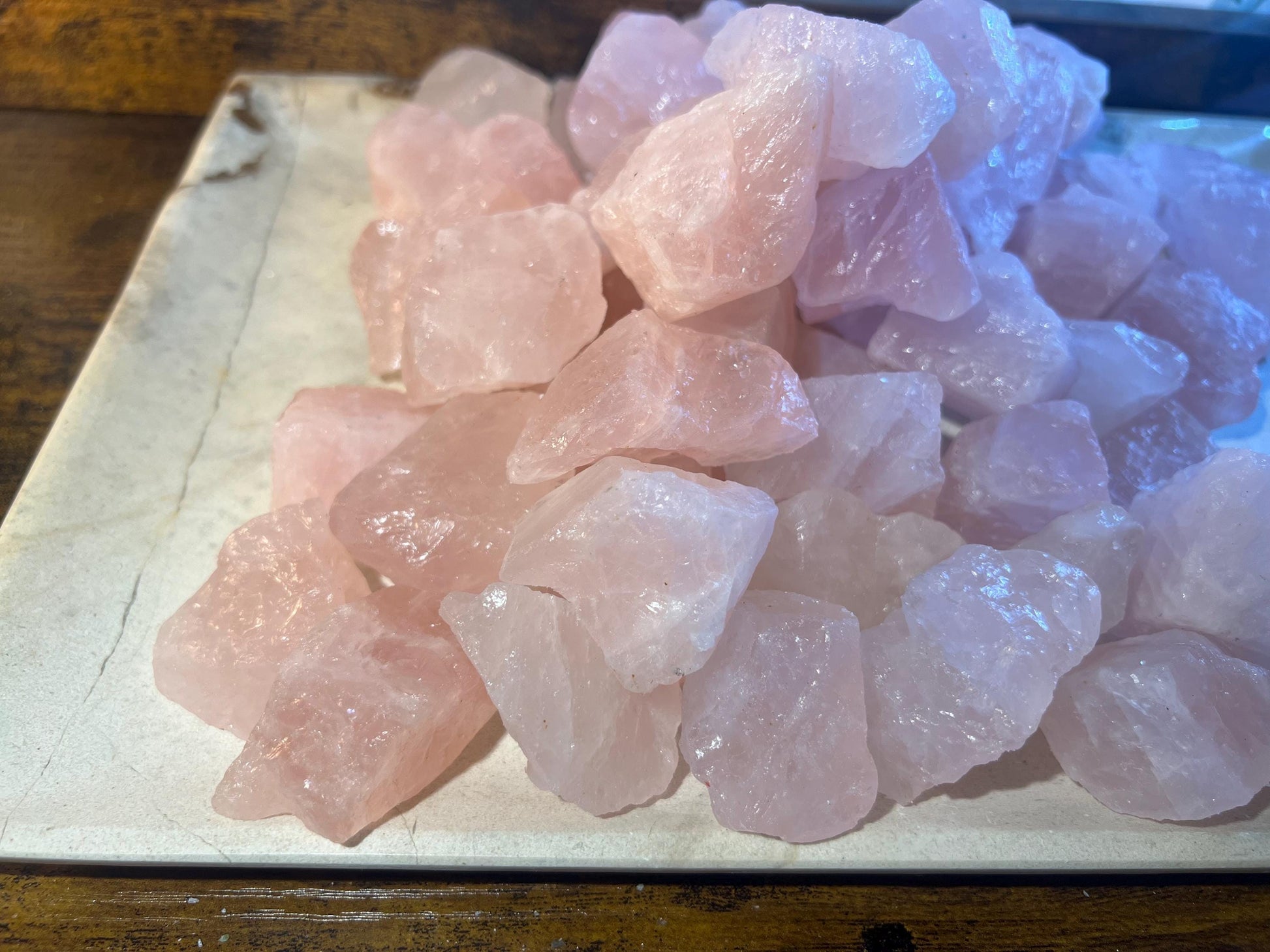 Rose Quartz Raw Crystal Polished Carved Crystal for Distraction from Anxiety or Worry Home Decor Holiday Xmas Meditation Pocket Gift