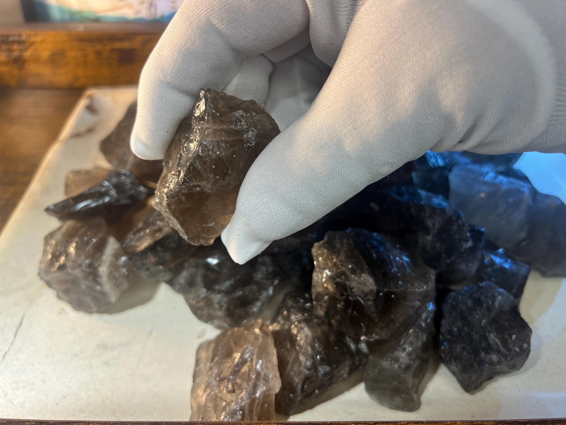 East African Raw Smoky Quartz Crystal Polished Carved Crystal for Distraction from Anxiety or Worry Home Decor Holiday Xmas Meditation
