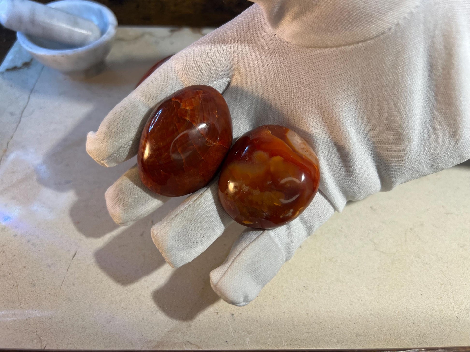 Carnelian Agate Polished Palm Stone Pocket Anxiety Palm Worry Pocket Gift Christmas Birthday Xmas Meditation Crystal Home Decor