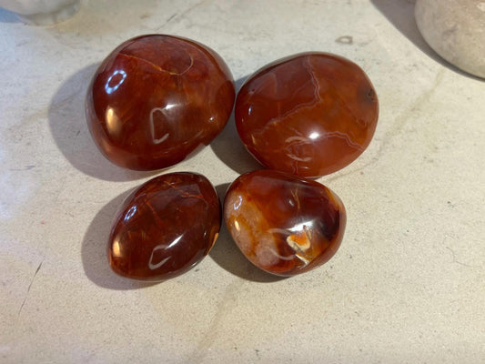 Carnelian Agate Polished Palm Stone Pocket Anxiety Palm Worry Pocket Gift Christmas Birthday Xmas Meditation Crystal Home Decor