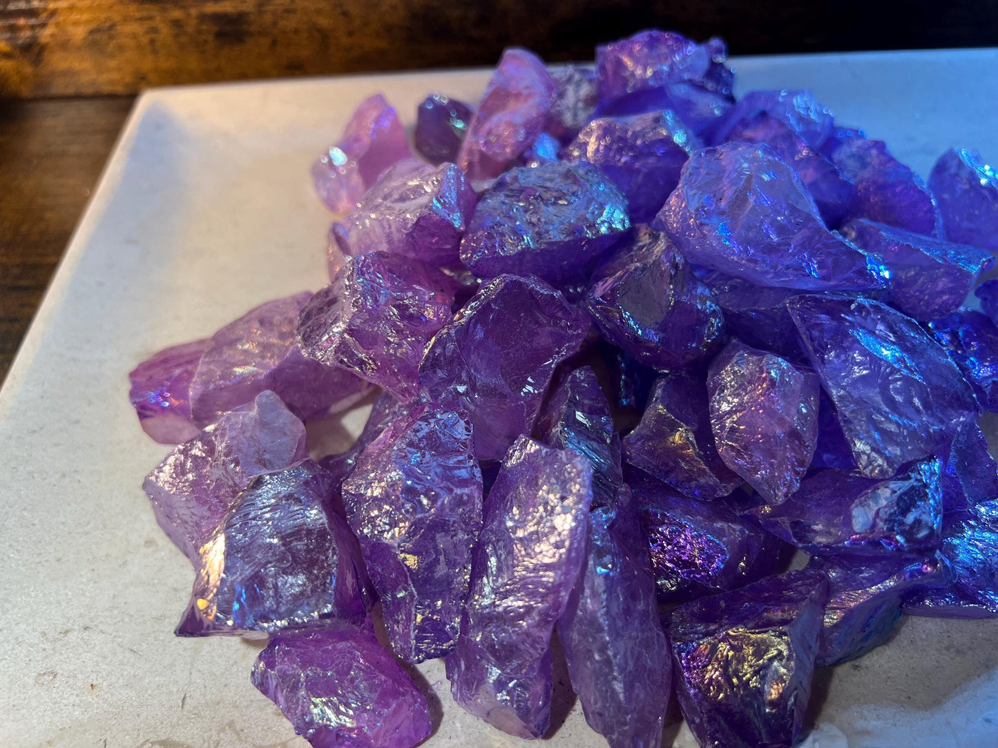 Purple Angel Aura Quartz Raw Crystal Polished Carved Crystal for Distraction from Anxiety Worry Home Decor Holiday Xmas Meditation Birthday