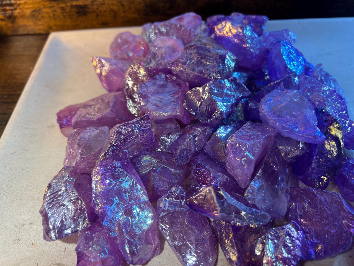 Purple Angel Aura Quartz Raw Crystal Polished Carved Crystal for Distraction from Anxiety Worry Home Decor Holiday Xmas Meditation Birthday