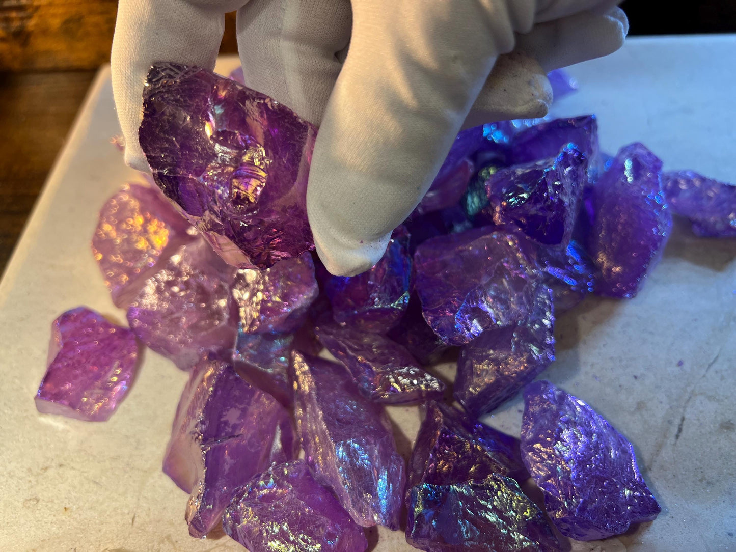 Purple Angel Aura Quartz Raw Crystal Polished Carved Crystal for Distraction from Anxiety Worry Home Decor Holiday Xmas Meditation Birthday