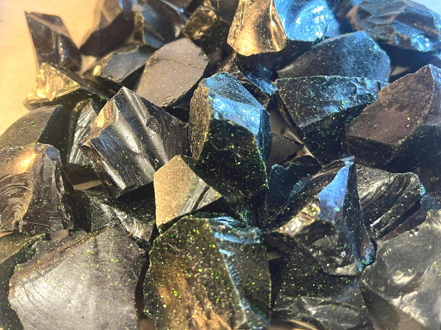 Glittering Green Goldstone Raw Crystal Polished Carved Crystal for Distraction from Anxiety or Worry Home Decor Holiday Xmas Meditation
