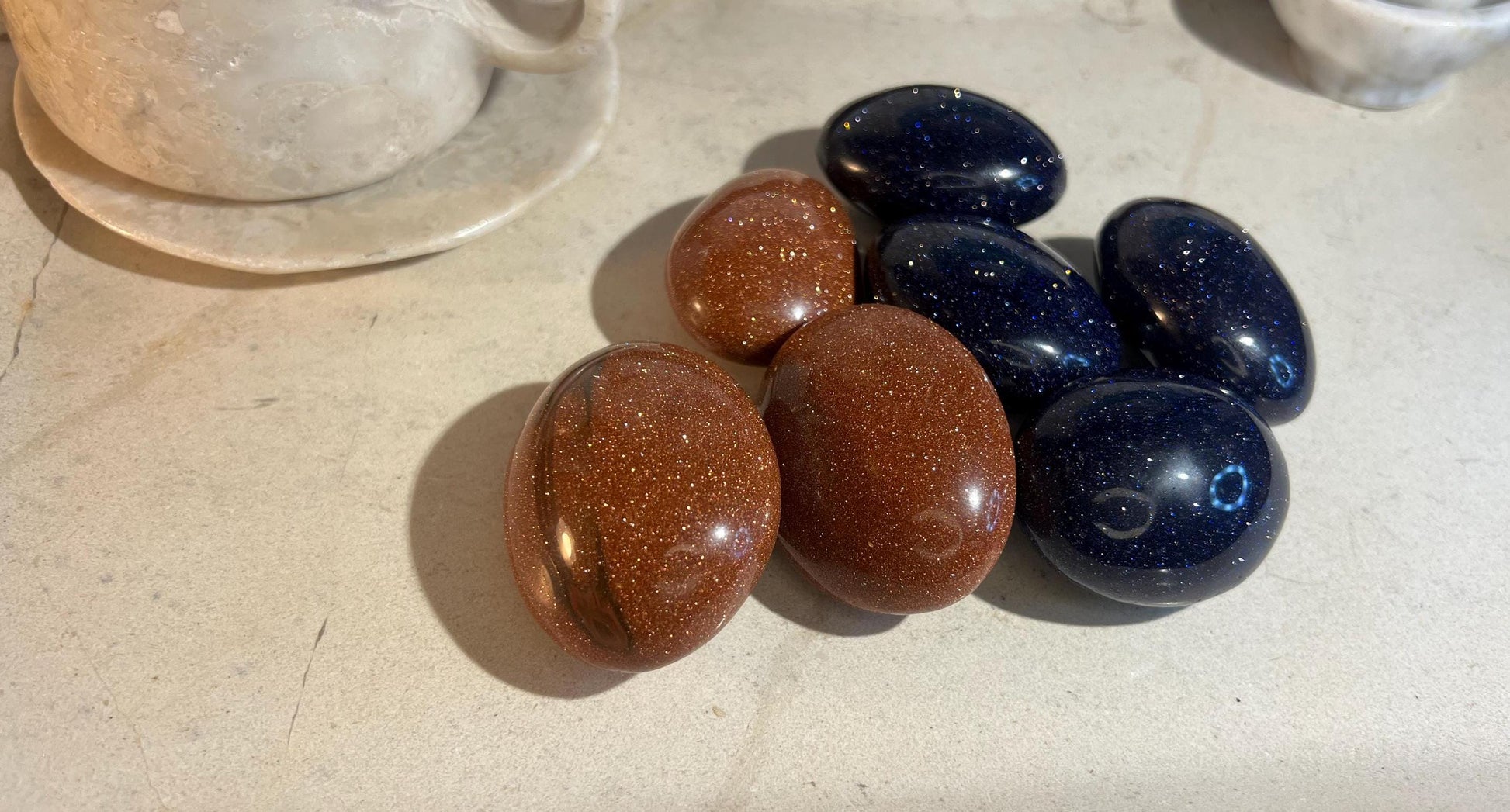 Orange and Purple Gold Stone Palm Stone anxiety polished rock tumbled pocket crystal gift birthday Christmas Xmas Home Decor Meditation