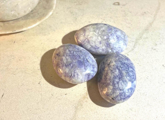 Rare Purple Sodalite Natural Medium Palm Stone Smooth Polished Carved Crystal Distraction Anxiety Christmas Xmas Birthday Gift Worry Anxiety