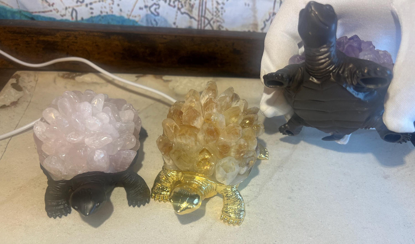 Turtle Nightlight Crystal Shell Gemstone Polished Pyramid Sleeping Stones Anxiety Worry Christmas Home Desk Decor Xmas Gift Desk Nightstand