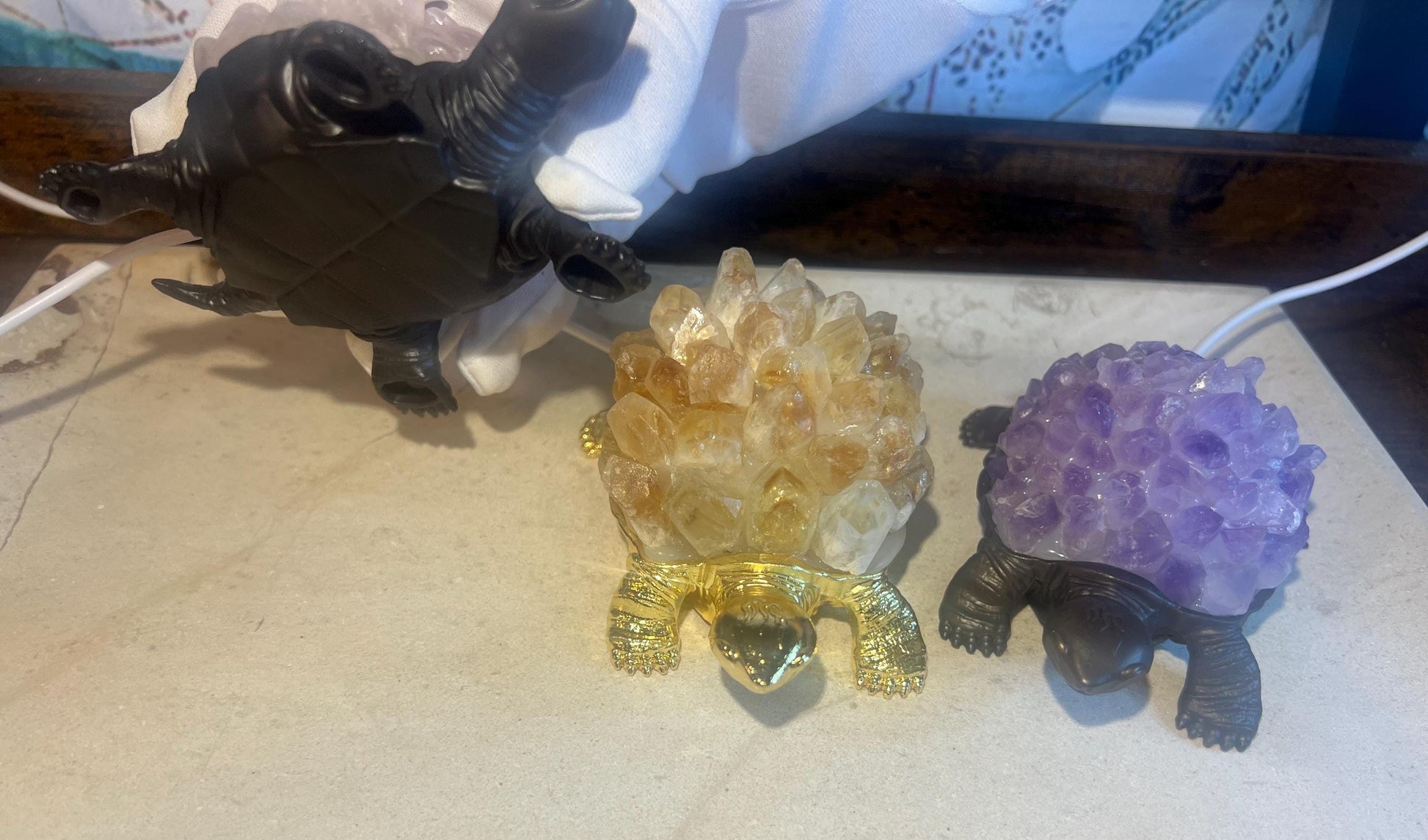 Turtle Nightlight Crystal Shell Gemstone Polished Pyramid Sleeping Stones Anxiety Worry Christmas Home Desk Decor Xmas Gift Desk Nightstand