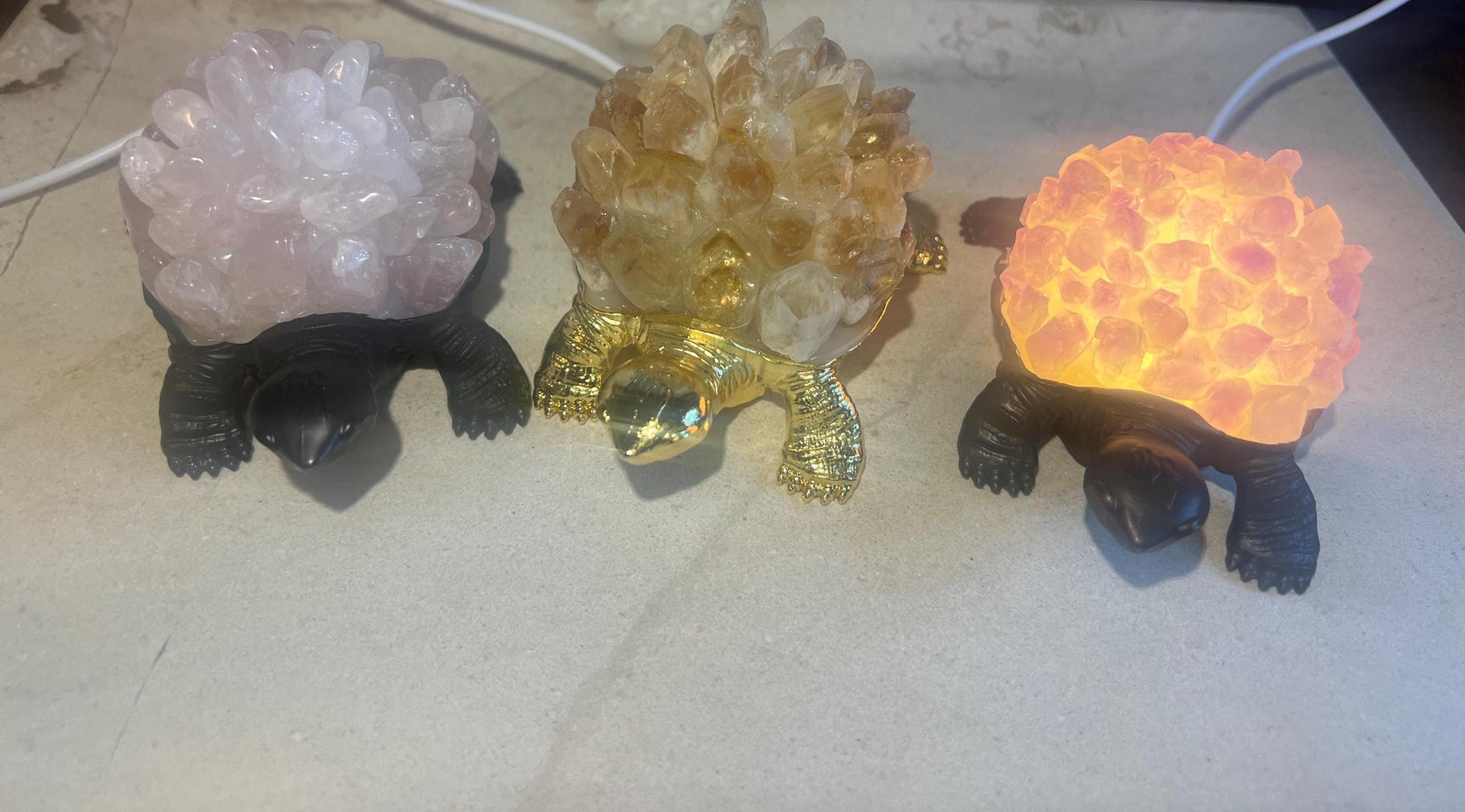 Turtle Nightlight Crystal Shell Gemstone Polished Pyramid Sleeping Stones Anxiety Worry Christmas Home Desk Decor Xmas Gift Desk Nightstand