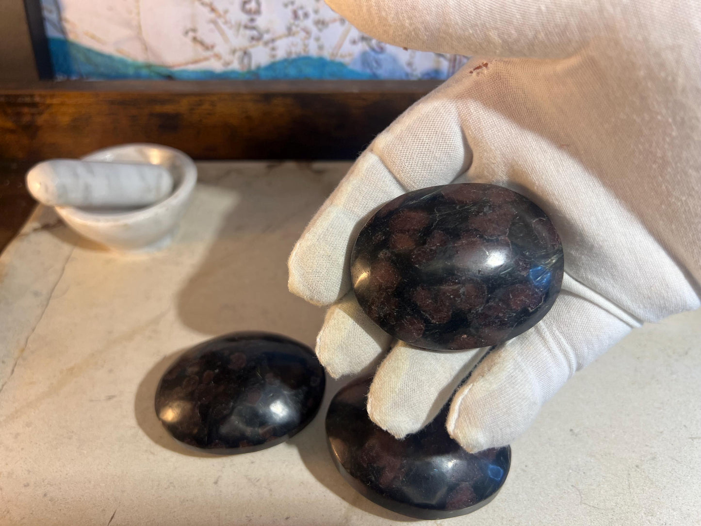 Polished Garnet Palm Stone: Home Decor, Anxiety Relief Home Decor Worry Pocket Stress Anxiety Palm Stone