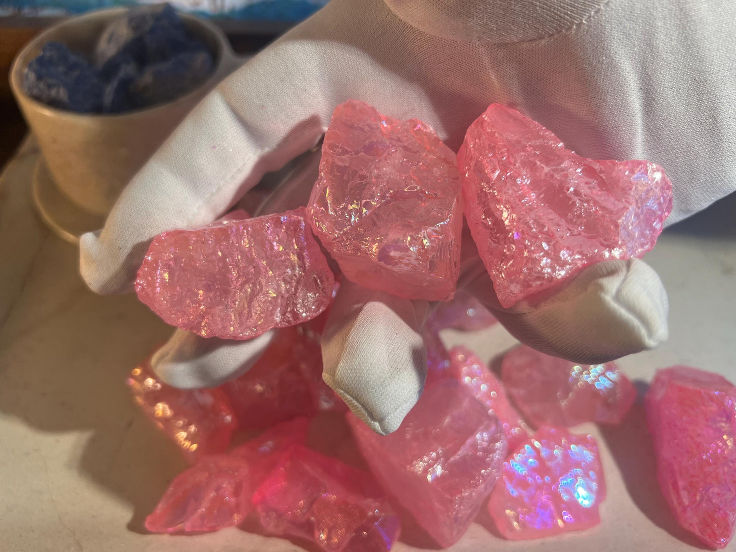 Angel Aura Pink Quartz Raw Crystal Polished Carved Crystal for Distraction from Anxiety or Worry Home Decor Holiday Xmas Meditation