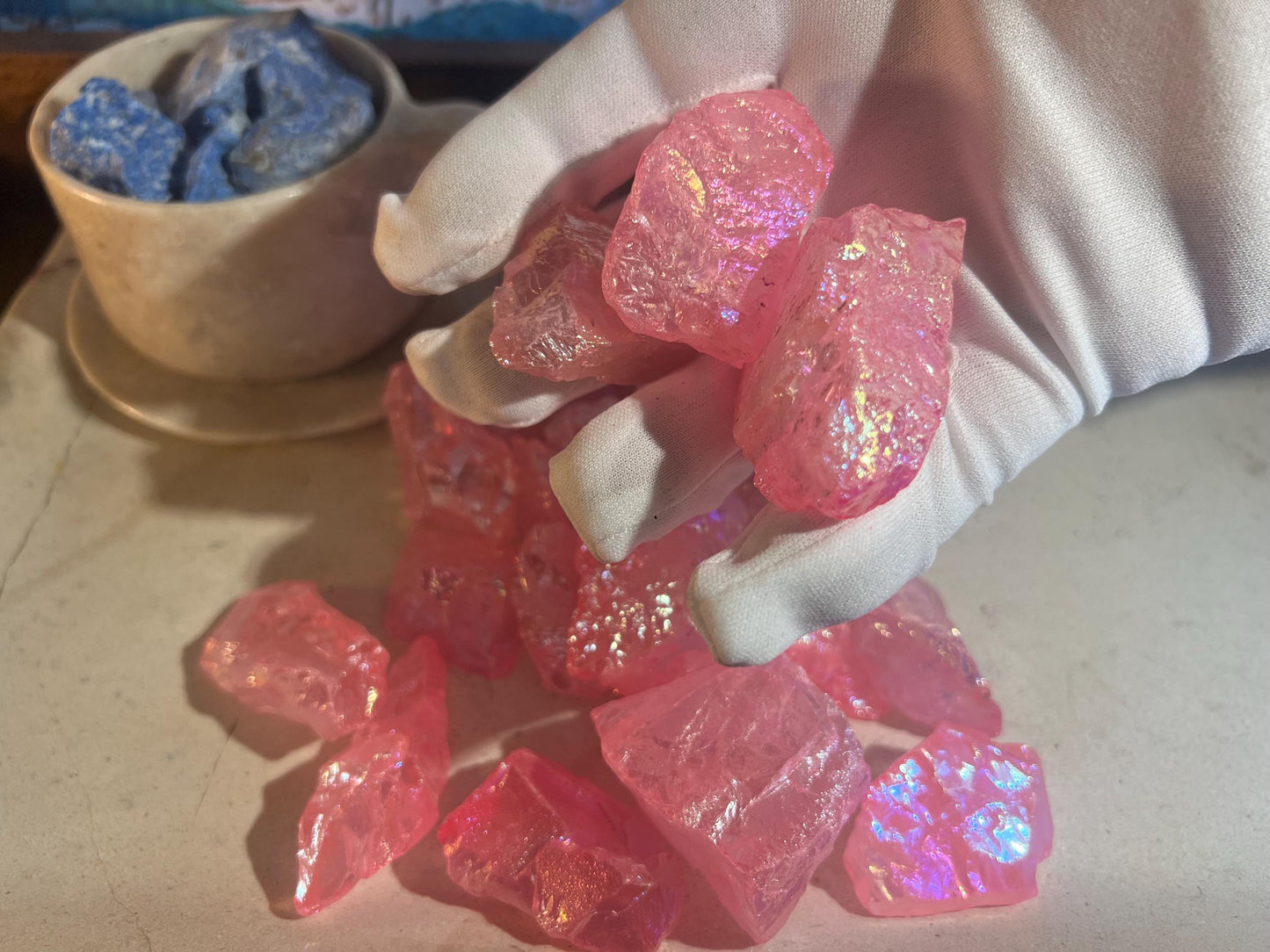 Angel Aura Pink Quartz Raw Crystal Polished Carved Crystal for Distraction from Anxiety or Worry Home Decor Holiday Xmas Meditation