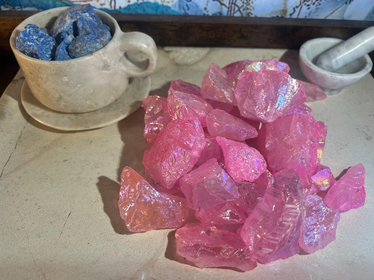 Angel Aura Pink Quartz Raw Crystal Polished Carved Crystal for Distraction from Anxiety or Worry Home Decor Holiday Xmas Meditation