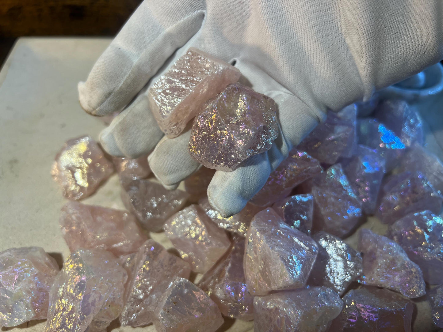 Angel Aura Rose Quartz Raw Crystal Polished Carved Crystal for Distraction from Anxiety or Worry Home Decor Holiday Xmas Meditation Pocket