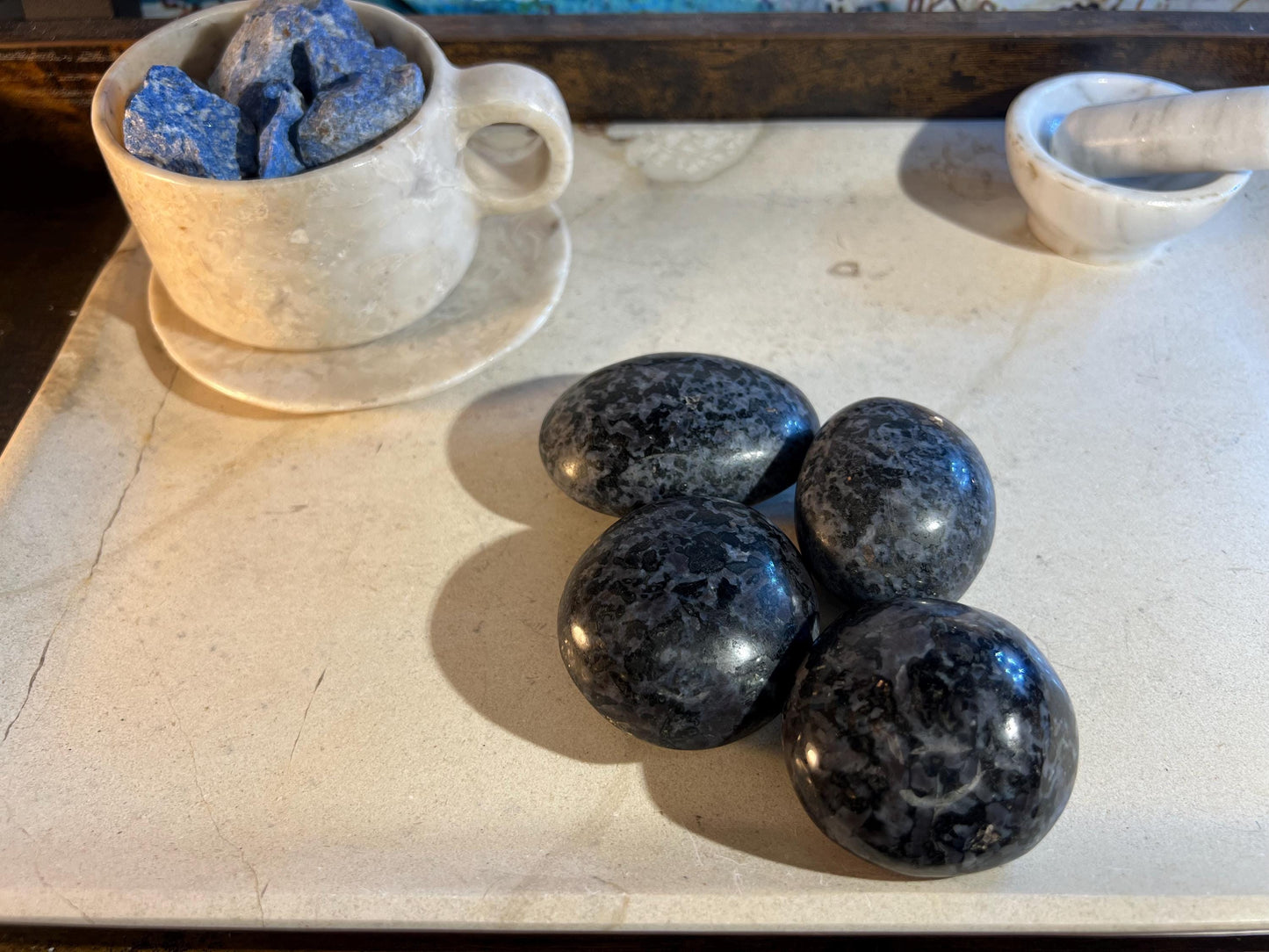 Gabbro Troctolite Natural Palm Stone Smooth Polished Carved Crystal for Distraction Worry Stress Anxiety Home Decor Meditation Christmas