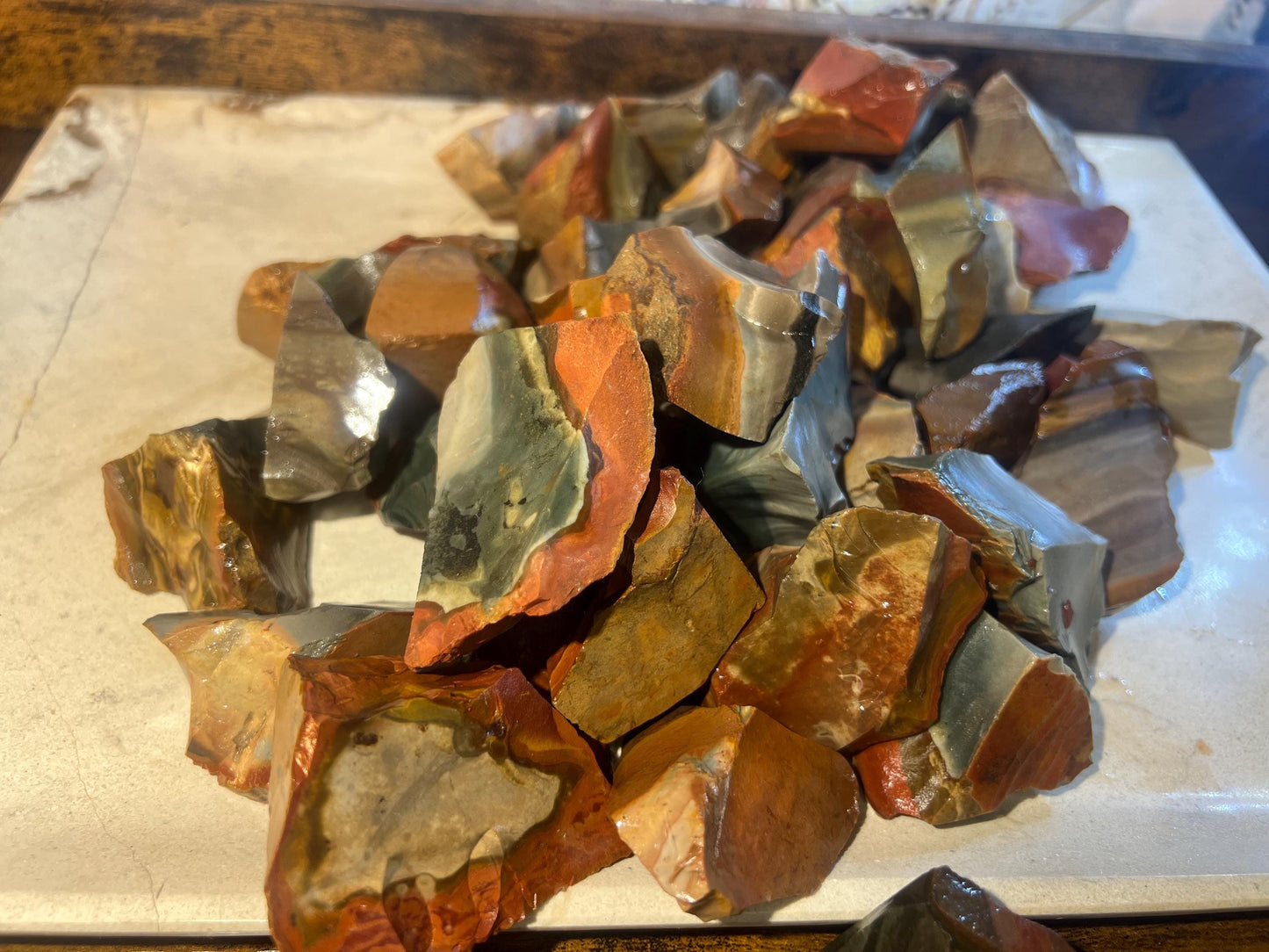 Raw Polychrome Jasper Crystals Untreated Anxiety Home Decor Wholesale Crystal Crafts School Christmas Xmas Home Decor Craft Birthday Gift