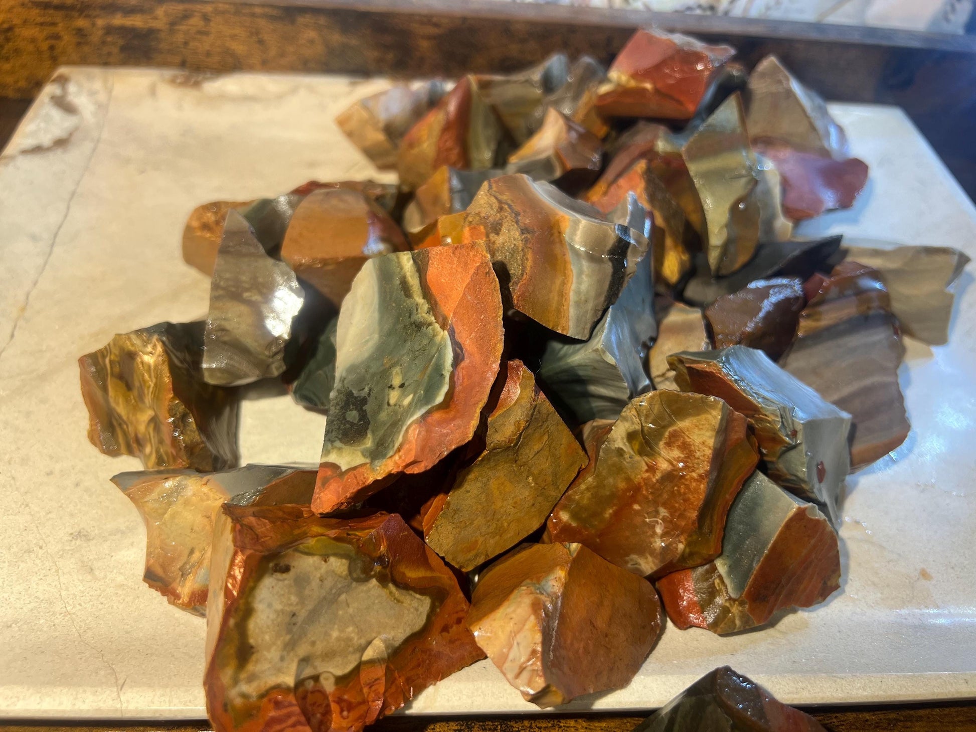 Raw Polychrome Jasper Crystals Untreated Anxiety Home Decor Wholesale Crystal Crafts School Christmas Xmas Home Decor Craft Birthday Gift