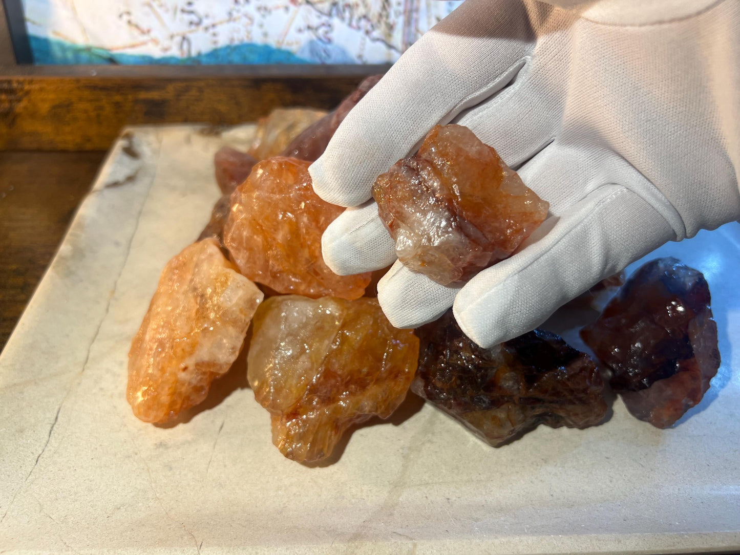 Raw Brazilian Fire Quartz Crystals: Untreated Hematoid Quartz Stones