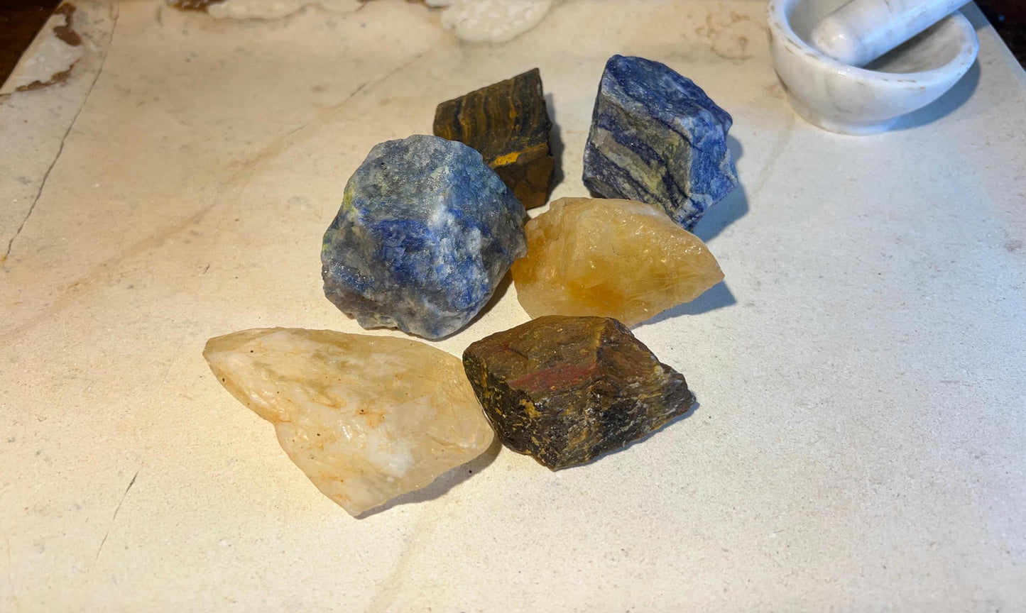 Raw Crystal Power Pack, Aventurine, Tiger Eye, Citrine, Metaphysical Decor