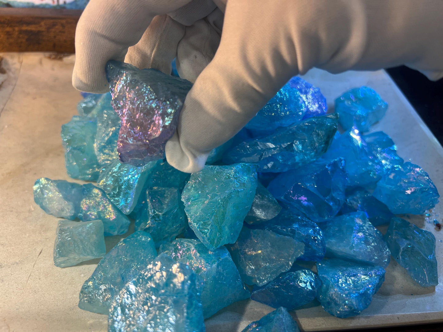 Angel Aura Aqua Quartz Raw Crystals: Iridescent Home Decor, Crafting