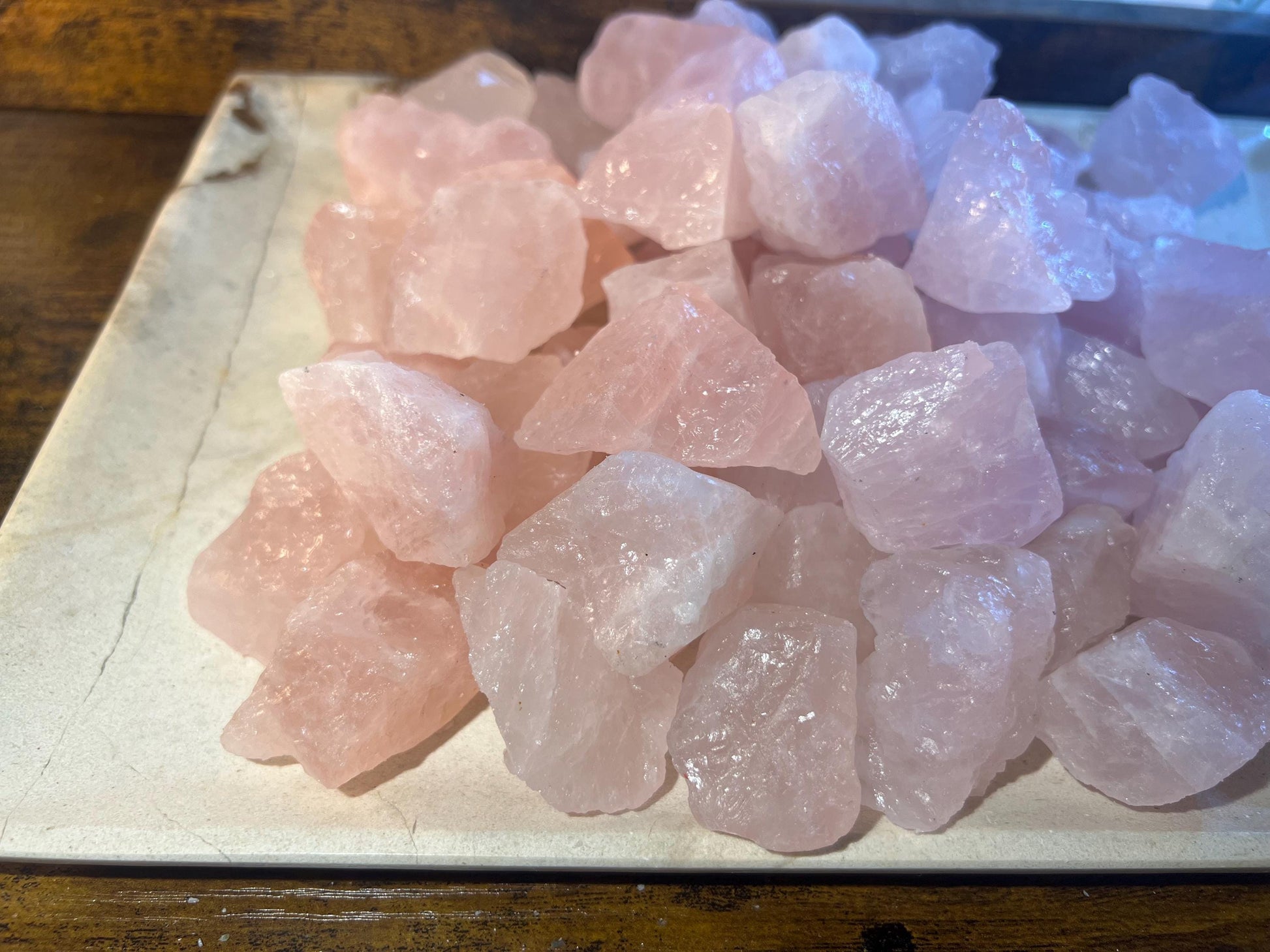 Rose Quartz Raw Crystal Polished Carved Crystal for Distraction from Anxiety or Worry Home Decor Holiday Xmas Meditation Pocket Gift