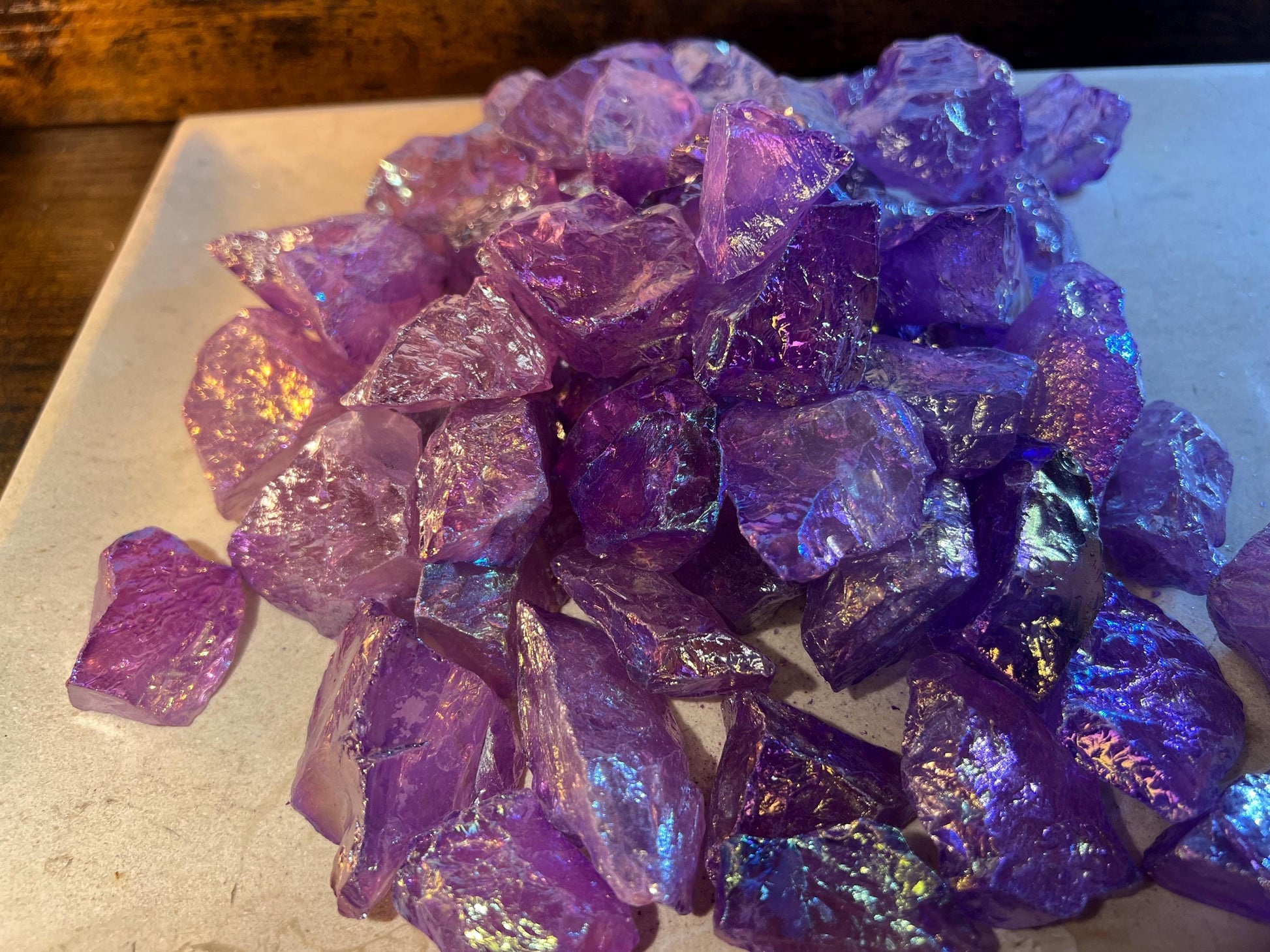 Purple Angel Aura Quartz Raw Crystal Polished Carved Crystal for Distraction from Anxiety Worry Home Decor Holiday Xmas Meditation Birthday