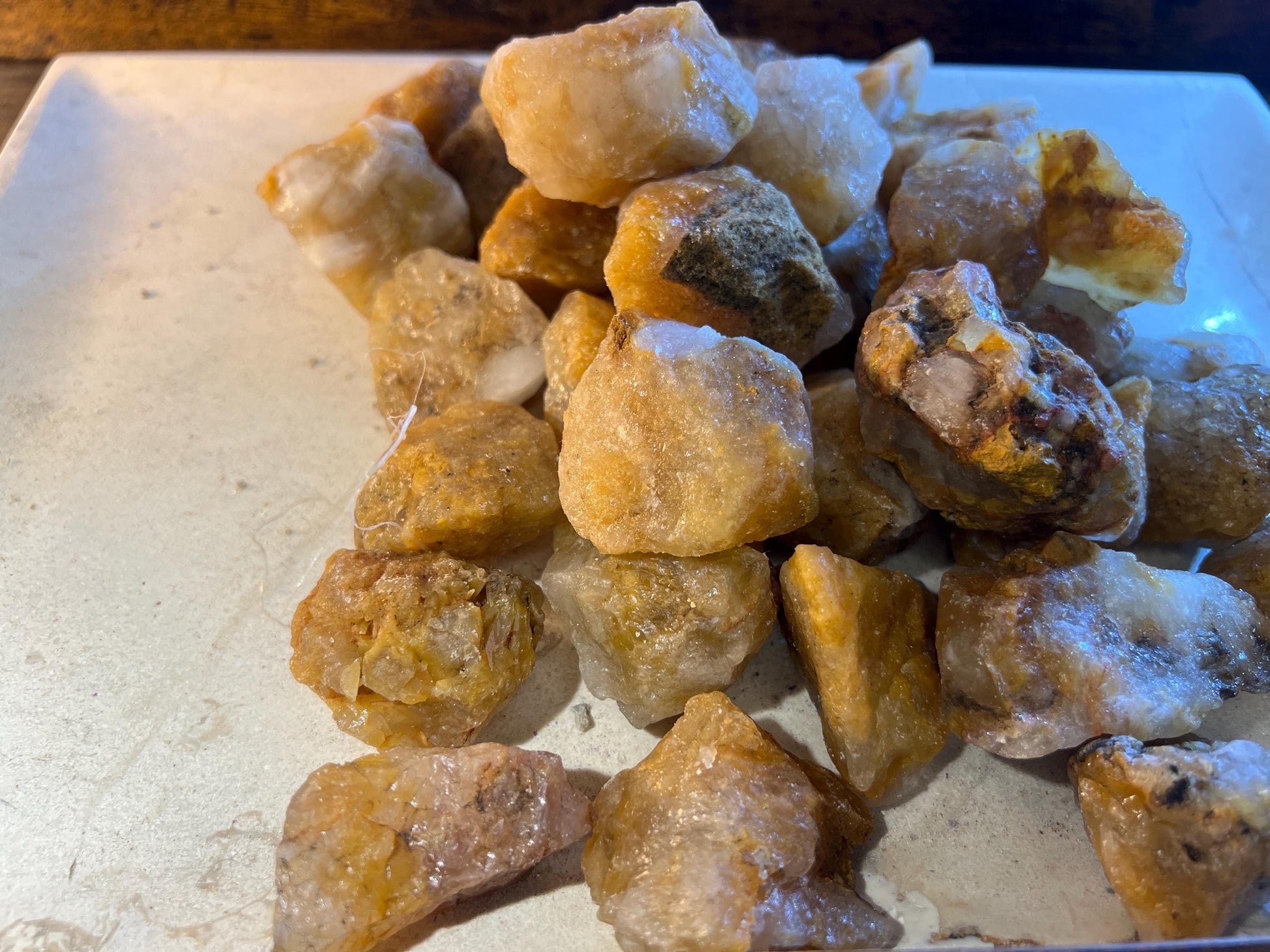 Raw Golden Healer Quartz Crystal Polished Carved Crystal for Distraction from Anxiety Worry Home Decor Holiday Xmas Meditation Birthday