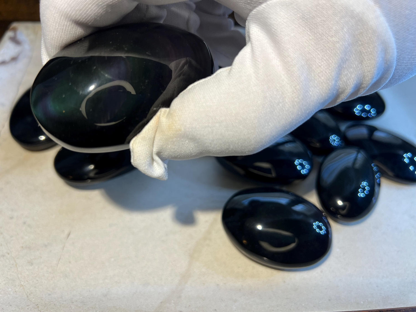 Rainbow Obsidian Palm Stone Smooth Polished Carved Crystal Distraction Worry Anxiety birthday Home Decor Gift Birthday Christmas Meditation