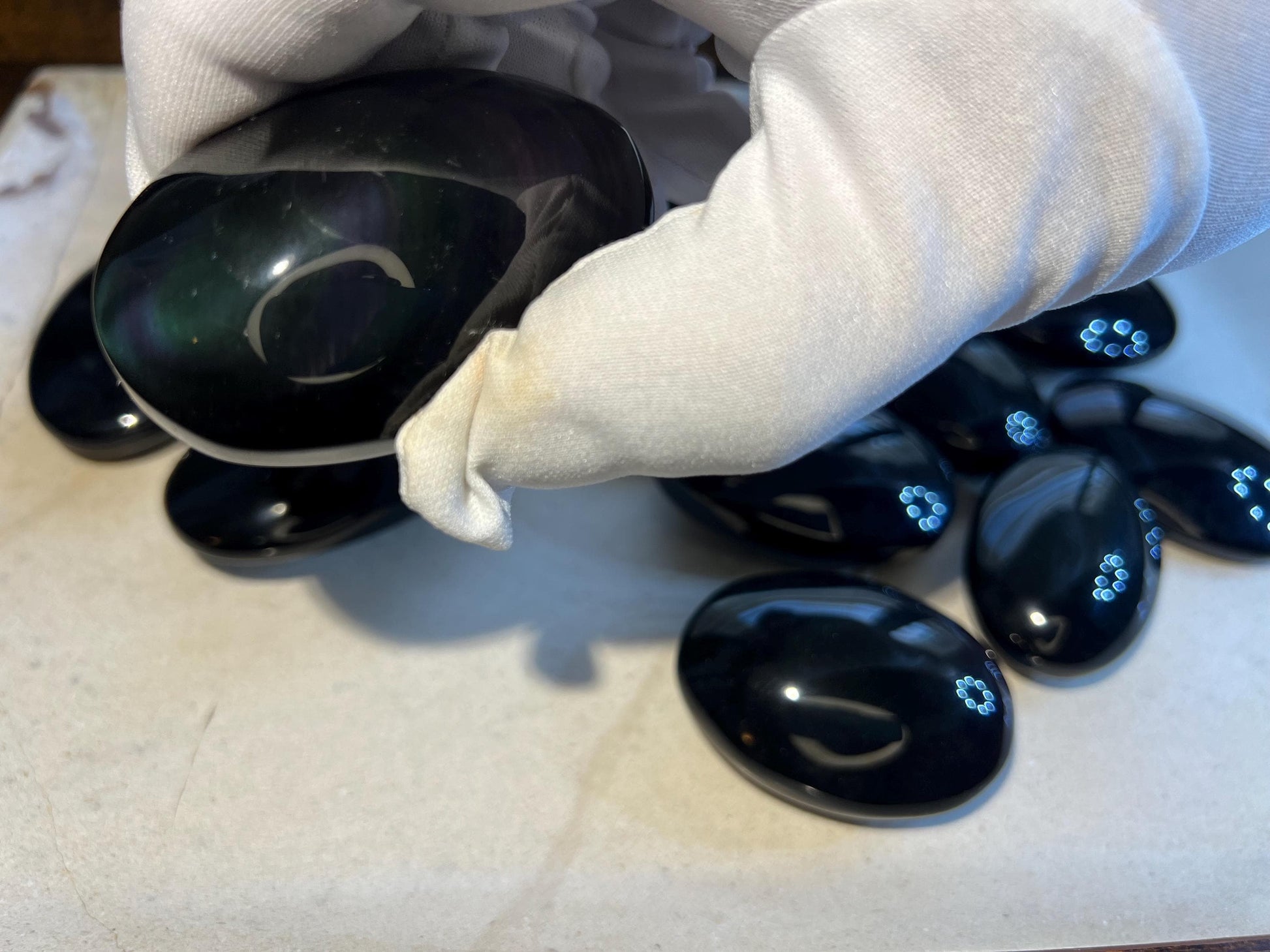 Rainbow Obsidian Palm Stone Smooth Polished Carved Crystal Distraction Worry Anxiety birthday Home Decor Gift Birthday Christmas Meditation