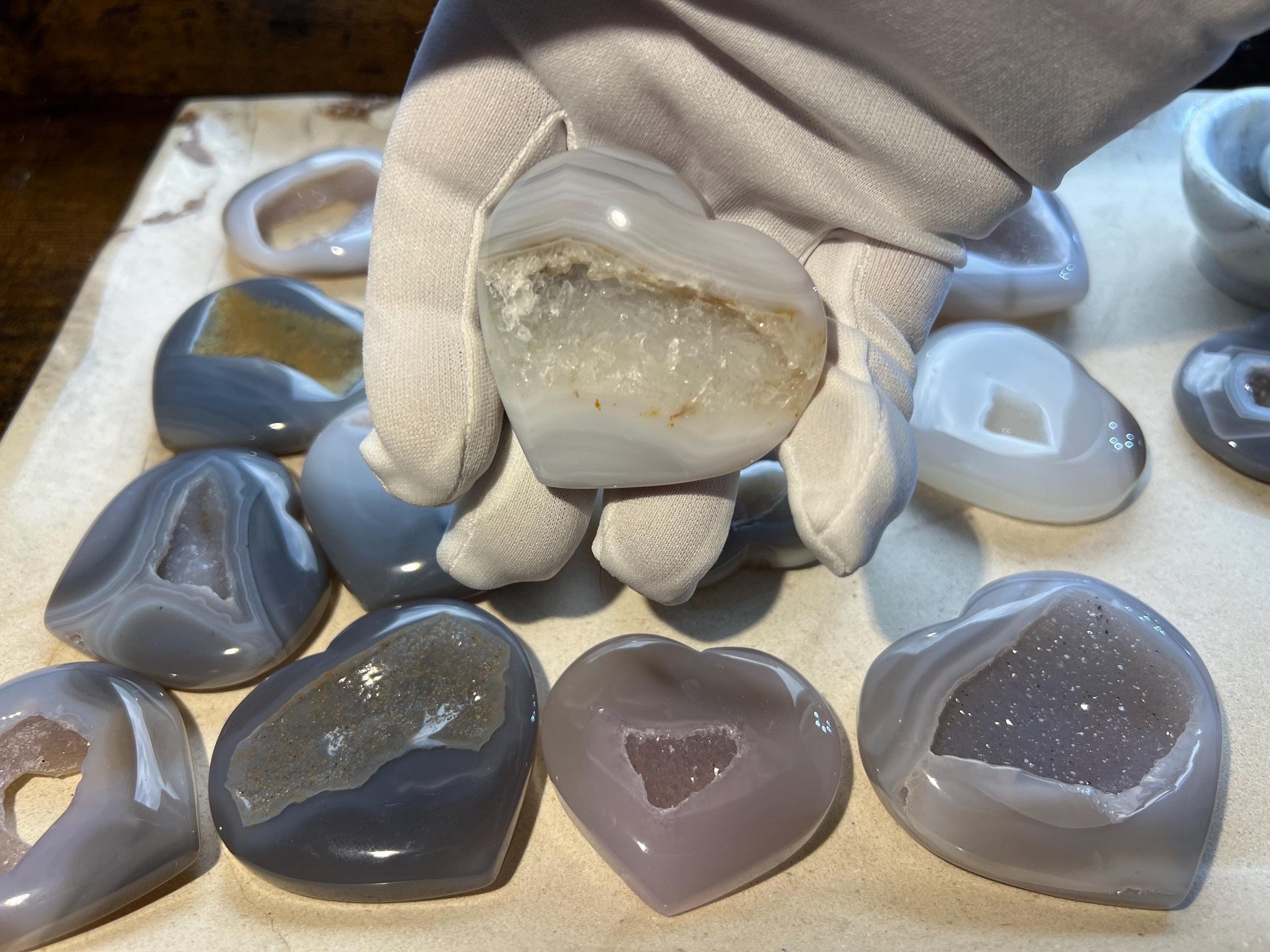 Greek Druzy Heart Blue Lace Agate Crystal Polished Thumb Stone Pocket Anxiety Palm Stone Worry Meditation Worry Home Decor Birthday Love