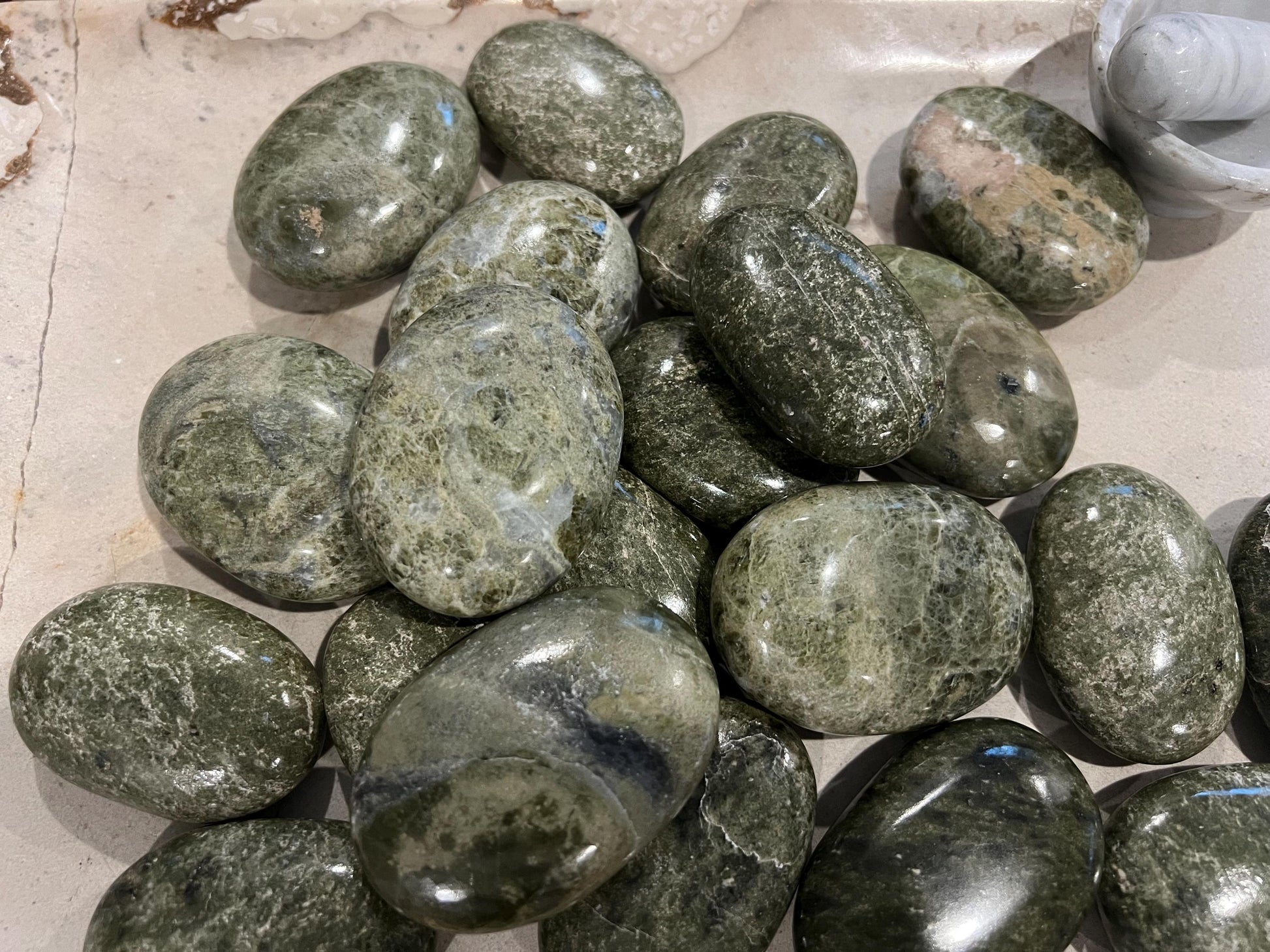 Norwegian Vesuvianite Polished Palm Stone Pocket Anxiety Palm Christmas Xmas Anxiety Worry Meditation Home Decor Birthday Xmas Stress Relief