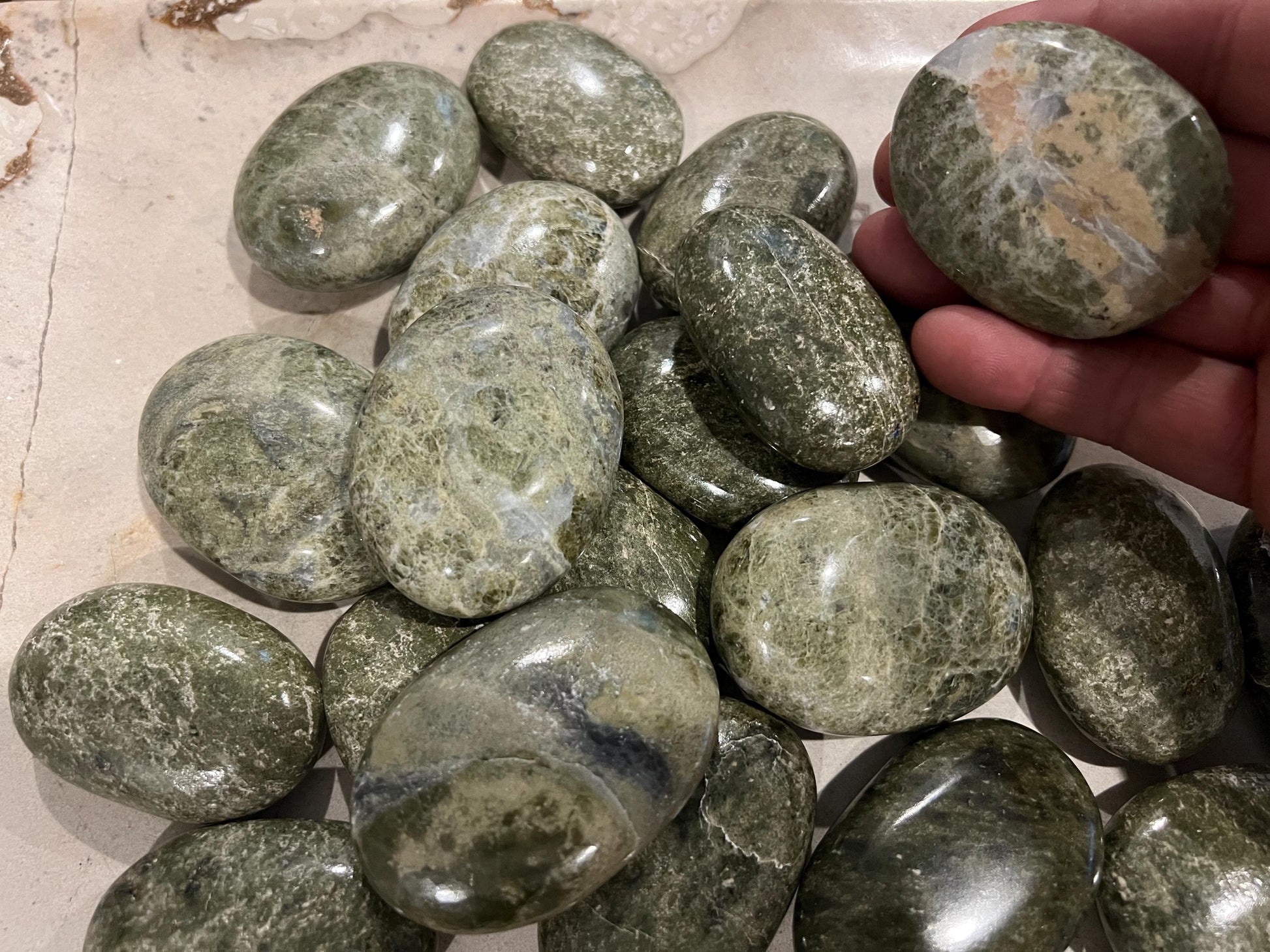 Norwegian Vesuvianite Polished Palm Stone Pocket Anxiety Palm Christmas Xmas Anxiety Worry Meditation Home Decor Birthday Xmas Stress Relief