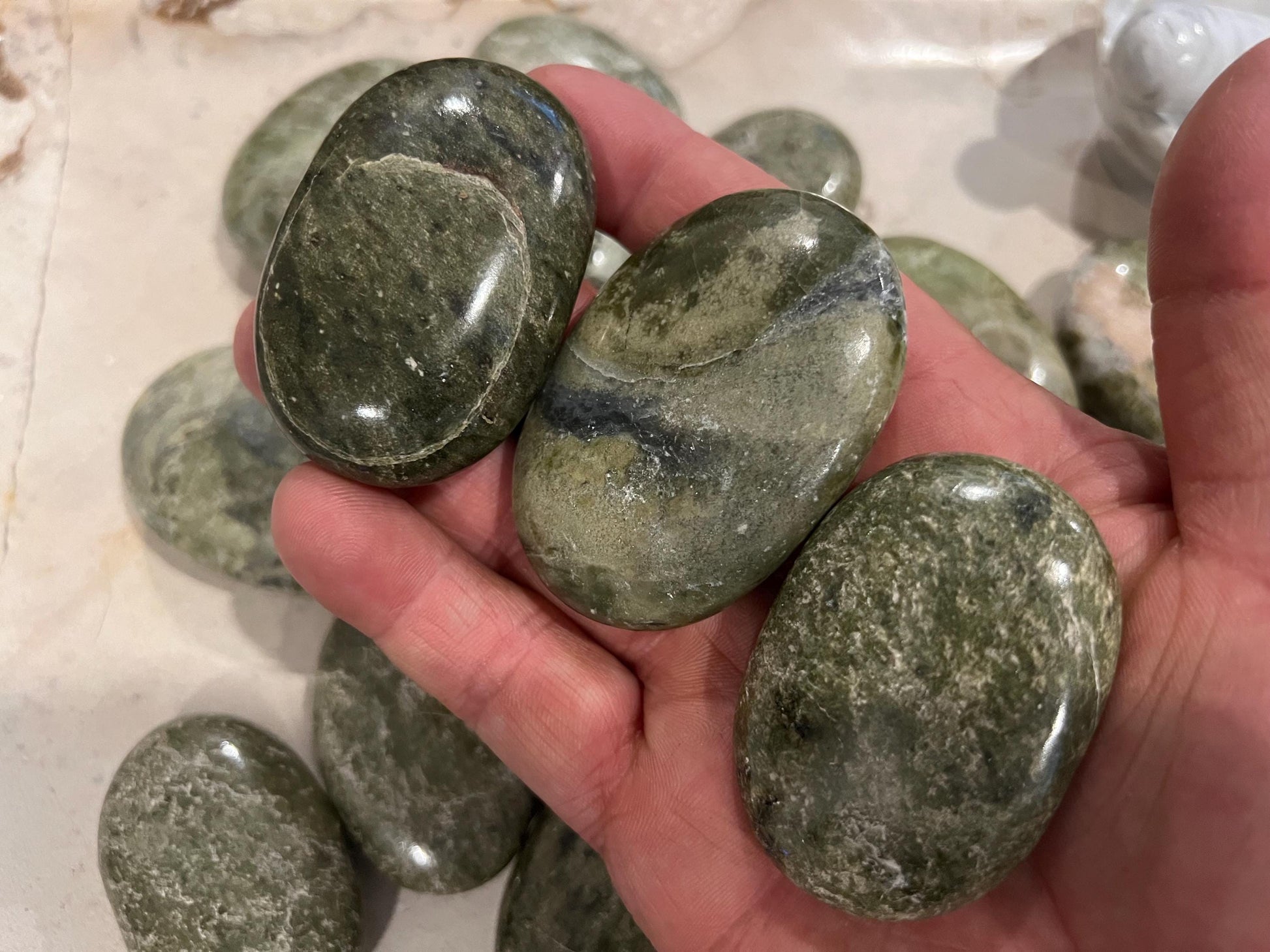 Norwegian Vesuvianite Polished Palm Stone Pocket Anxiety Palm Christmas Xmas Anxiety Worry Meditation Home Decor Birthday Xmas Stress Relief