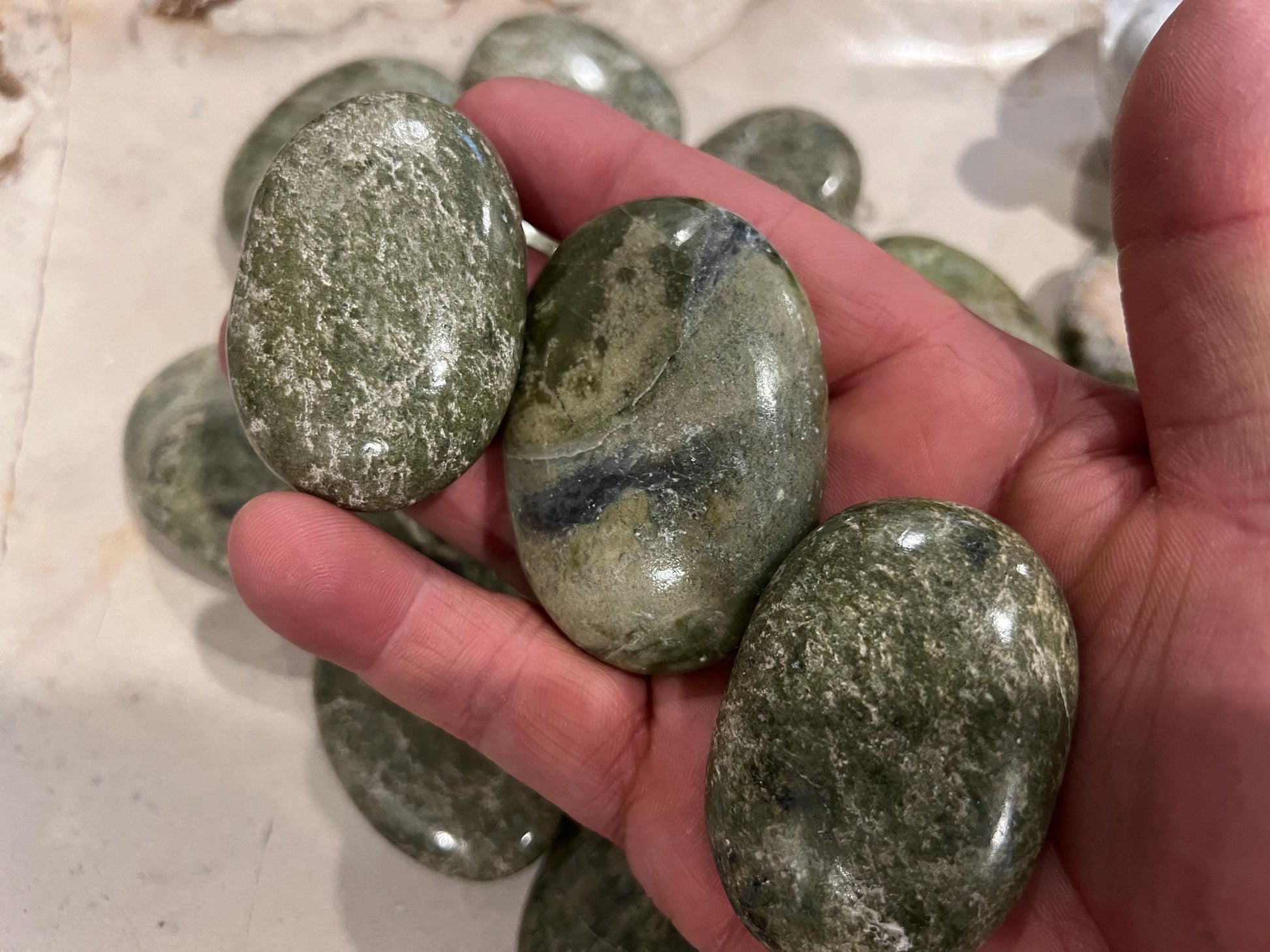 Norwegian Vesuvianite Polished Palm Stone Pocket Anxiety Palm Christmas Xmas Anxiety Worry Meditation Home Decor Birthday Xmas Stress Relief