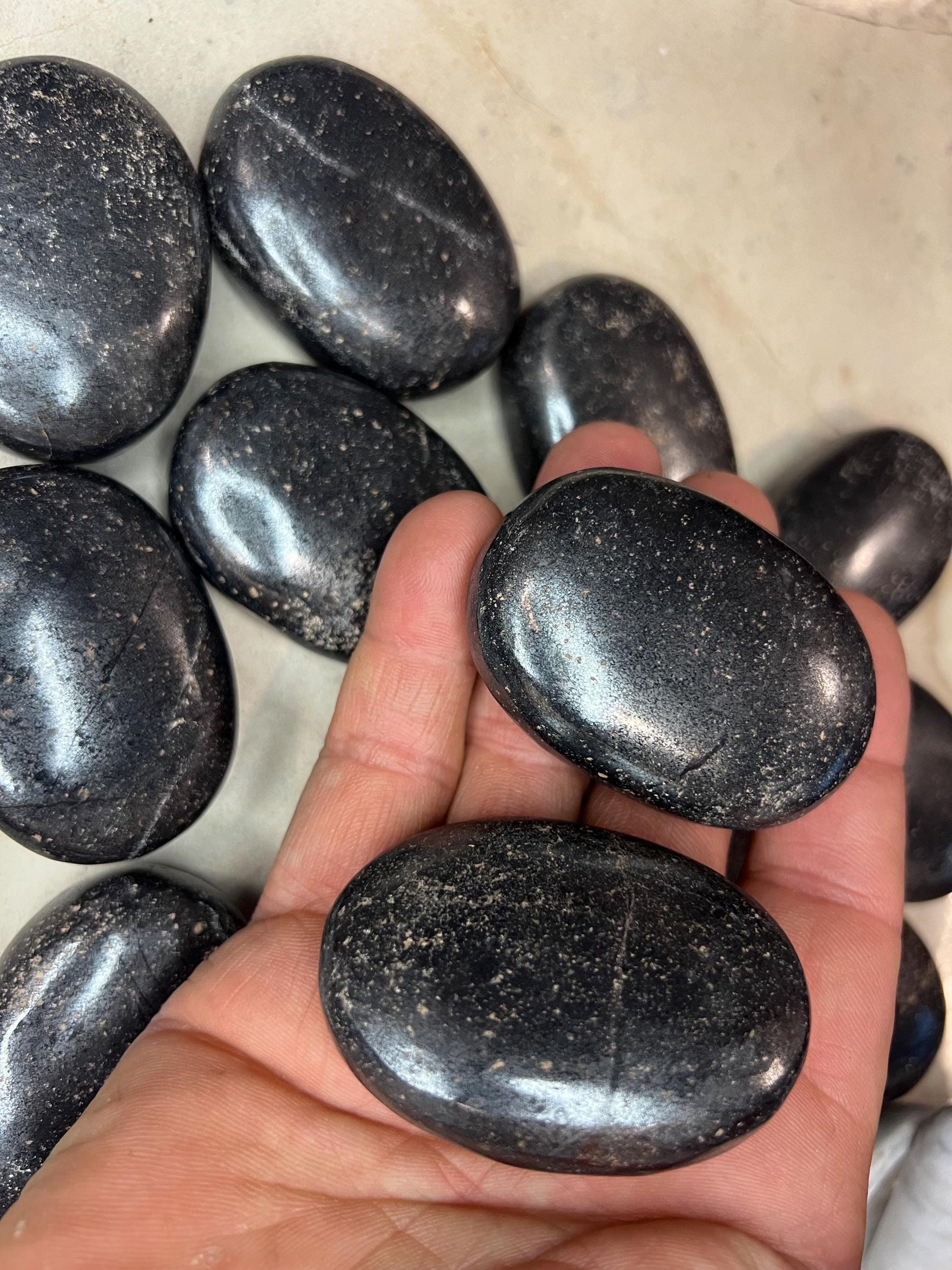 Magnetite Polished Palm Stone Pocket Anxiety Palm Christmas Xmas Anxiety Worry Meditation Home Decor Birthday Xmas Stress Relief Distraction