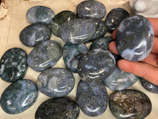 Moss Agate Palm Stones Untreated Stones Arts Home Decor Wholesale Mineral School Project Christmas Xmas Home Decor Gift Crafting Birthday