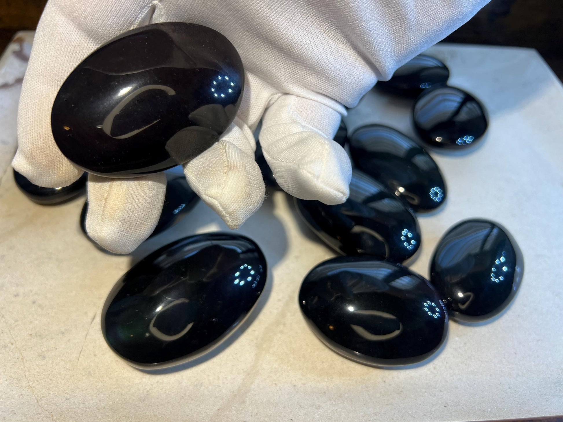 Rainbow Obsidian Palm Stone Smooth Polished Carved Crystal Distraction Worry Anxiety birthday Home Decor Gift Birthday Christmas Meditation