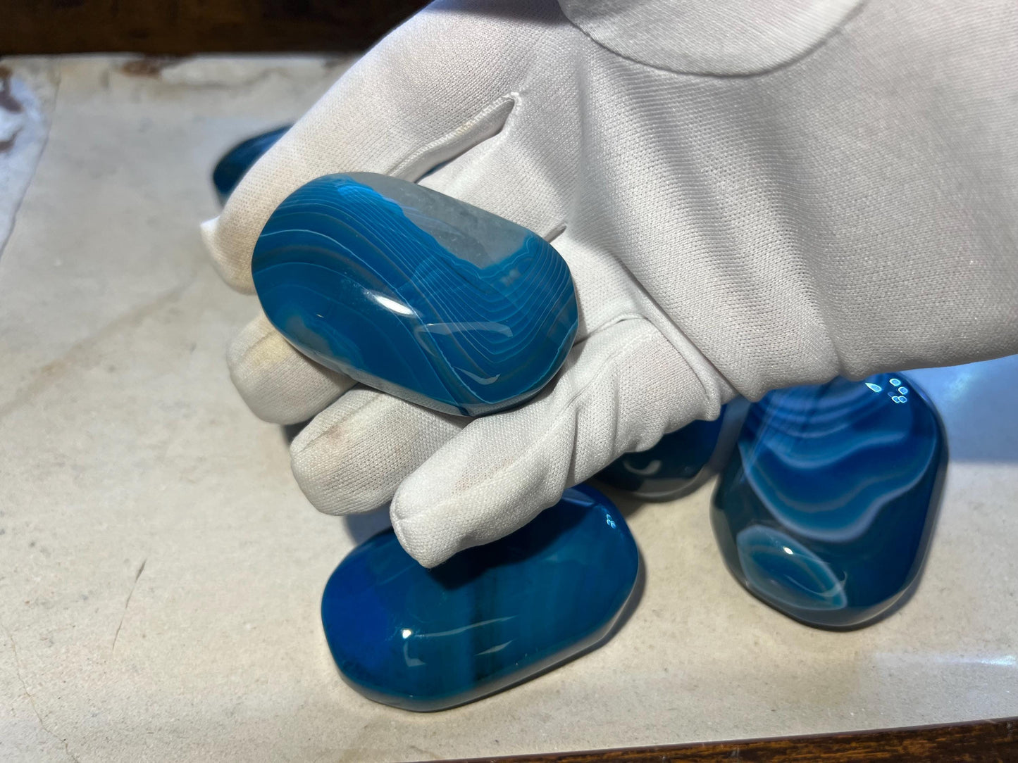 German Blue Sardonyx Palm Stones Arts Home Decor Wholesale minerals Project Christmas Xmas Decor Gift Crafting Worry Polished Pocket Anxiety