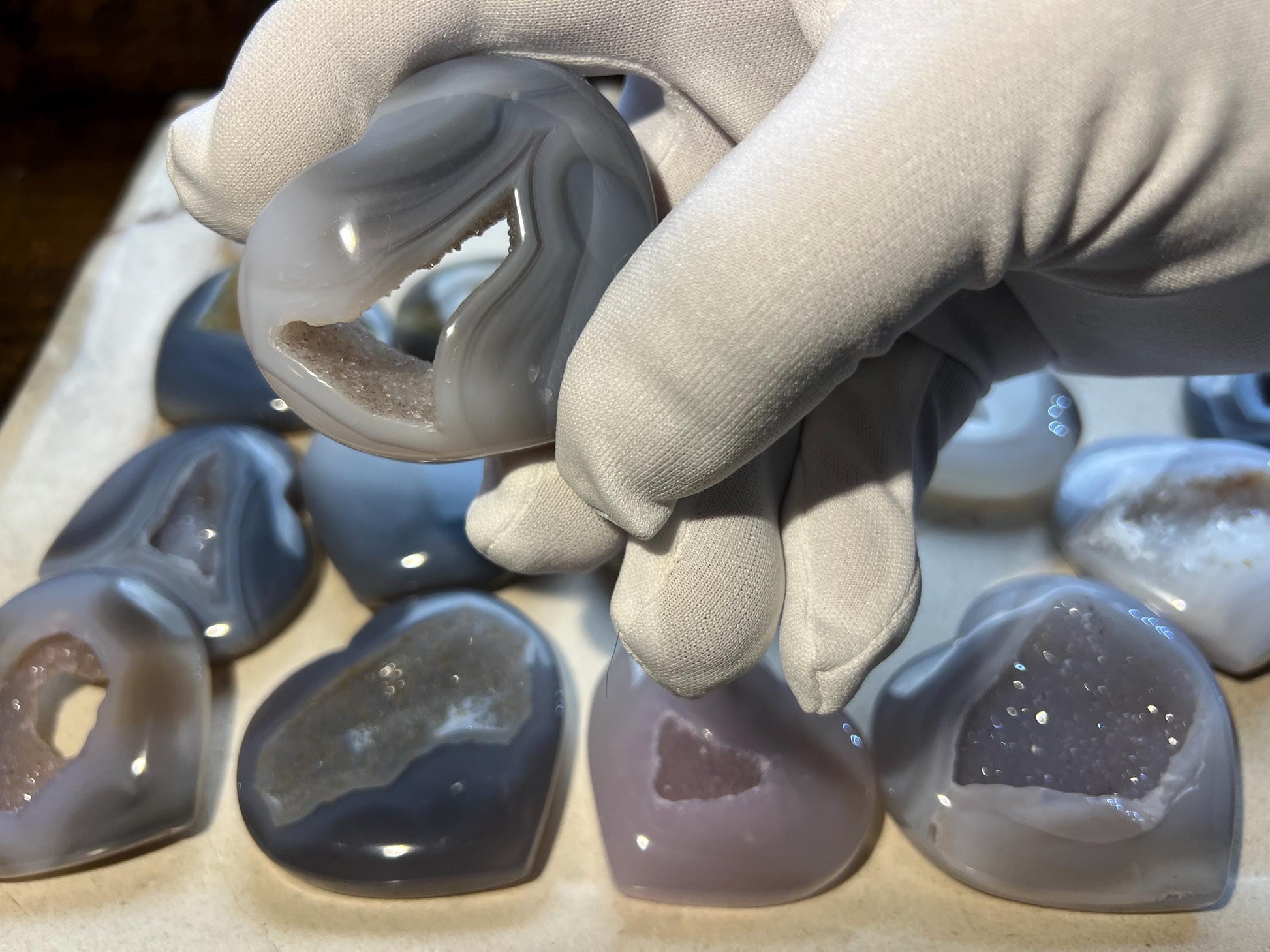 Greek Druzy Heart Blue Lace Agate Crystal Polished Thumb Stone Pocket Anxiety Palm Stone Worry Meditation Worry Home Decor Birthday Love
