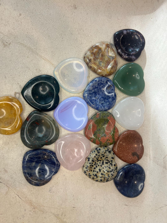Heart Worry Stones Assorted Gemstones Polished Gem-stone Thumb Pocket Palm Stone Worry Chakra Gemstone Stress Relief Fidget Smooth Christmas