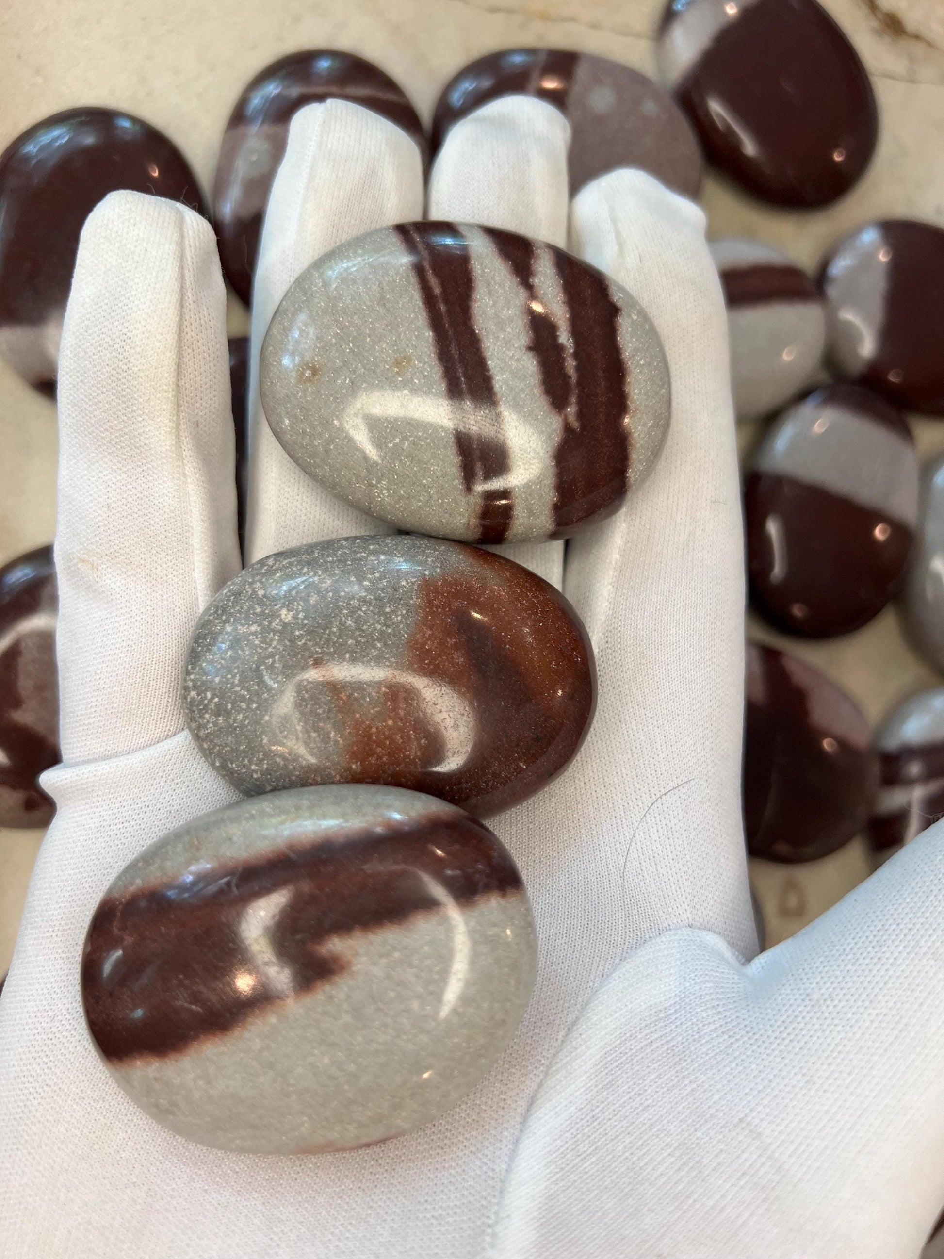 Rare Divine Indian Narmada Natural Palm Stone Smooth Polished Carved Crystal Worry Anxiety Distraction Meditation Christmas Xmas Gift Decor