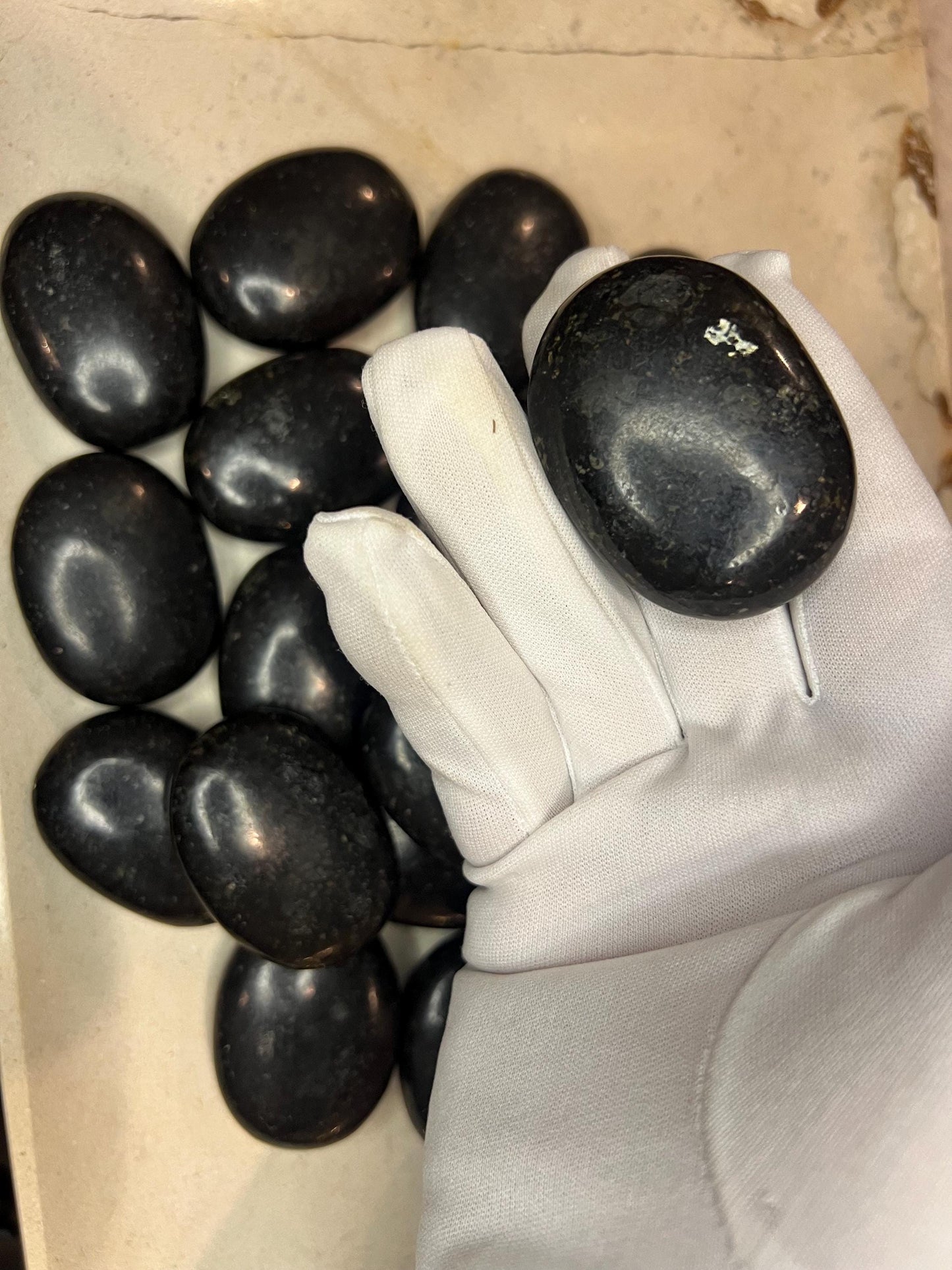 Nuummite - Coppernite Palm Stone Crystals Untreated Anxiety Home Decor Wholesale minerals School Christmas Xmas Home Decor Pocket Birthday
