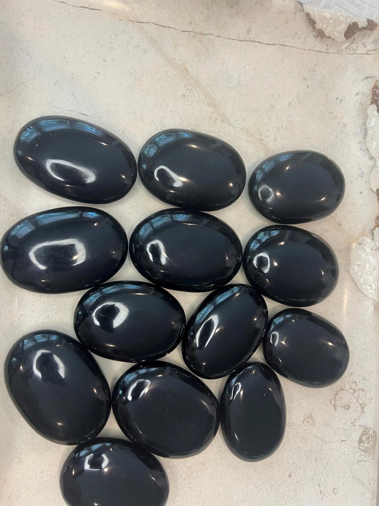 Indian Black Tourmaline Palm Stone Natural Crystal Worry Stone Home Decor Anxiety Pocket Distraction Meditation Gift Birthday Christmas