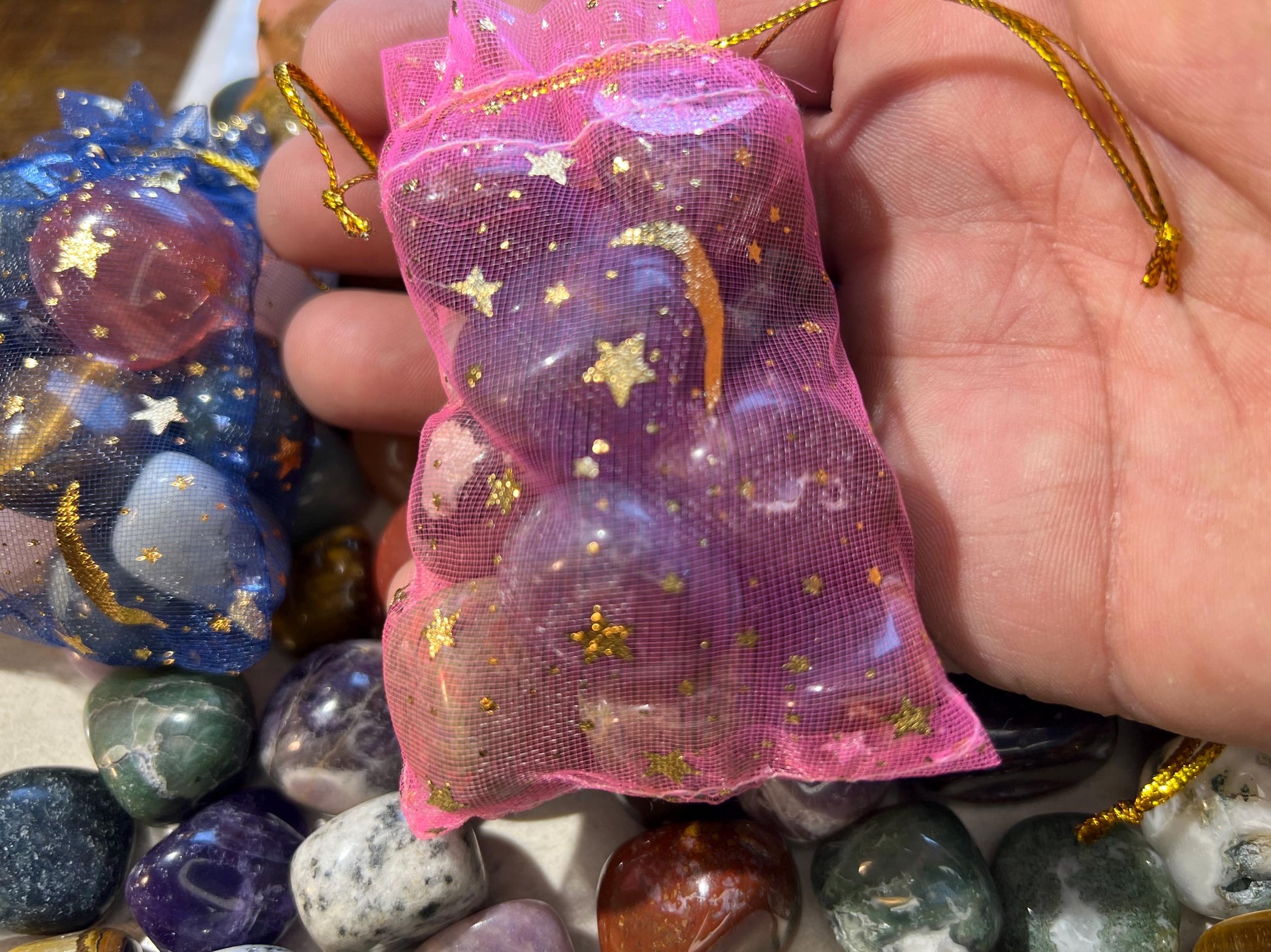 Crystal Confetti Variety Tumble Stones Smooth Anxiety Polished rock tumbled pocket crystal worry palm Home Decor Xmas Christmas Collection