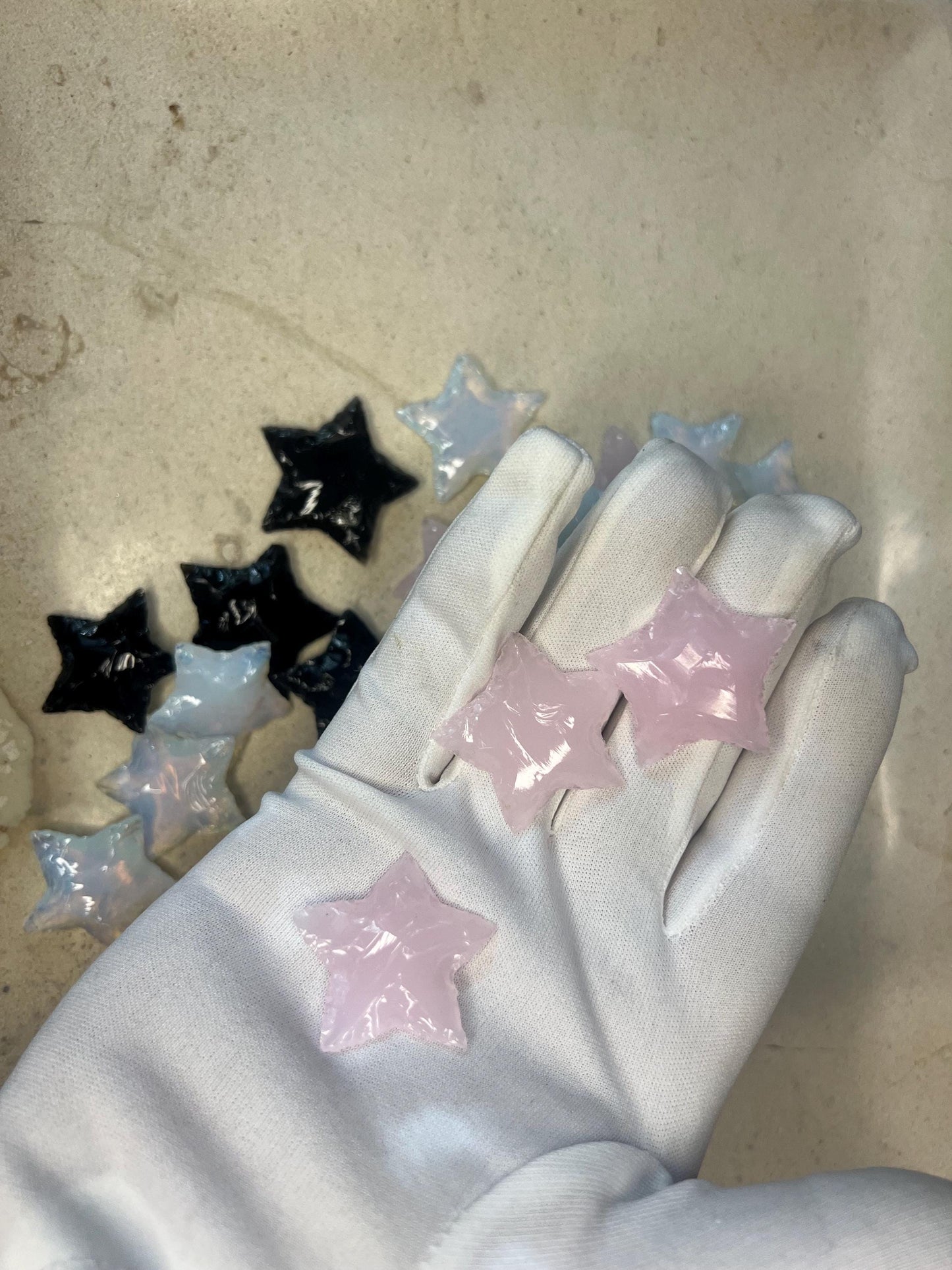 Star Worry Stones Assorted Gemstones Polished Gem-stone Thumb Pocket Palm Stone Worry Chakra Gemstone Stress Relief Fidget Smooth Christmas