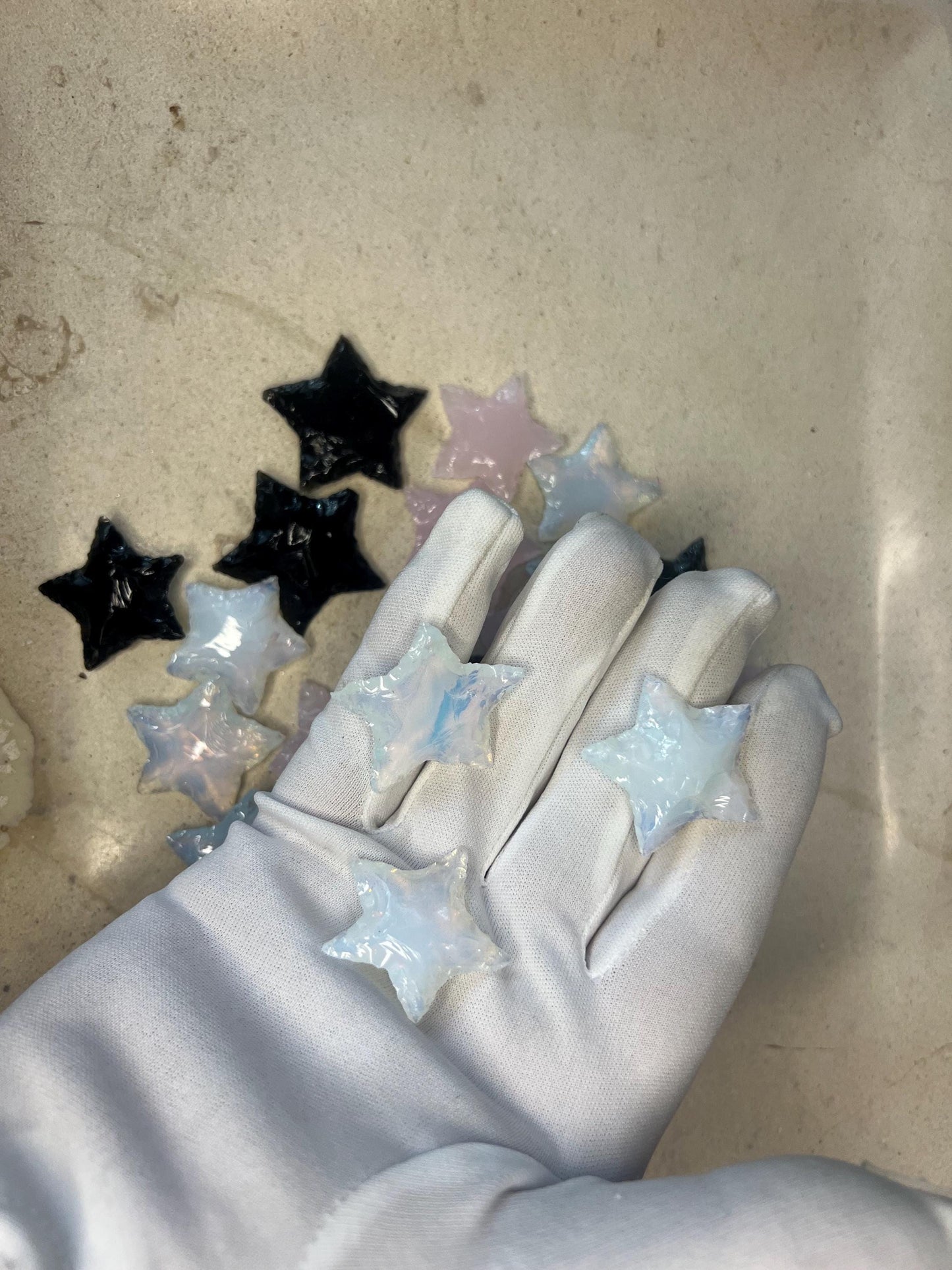 Star Worry Stones Assorted Gemstones Polished Gem-stone Thumb Pocket Palm Stone Worry Chakra Gemstone Stress Relief Fidget Smooth Christmas