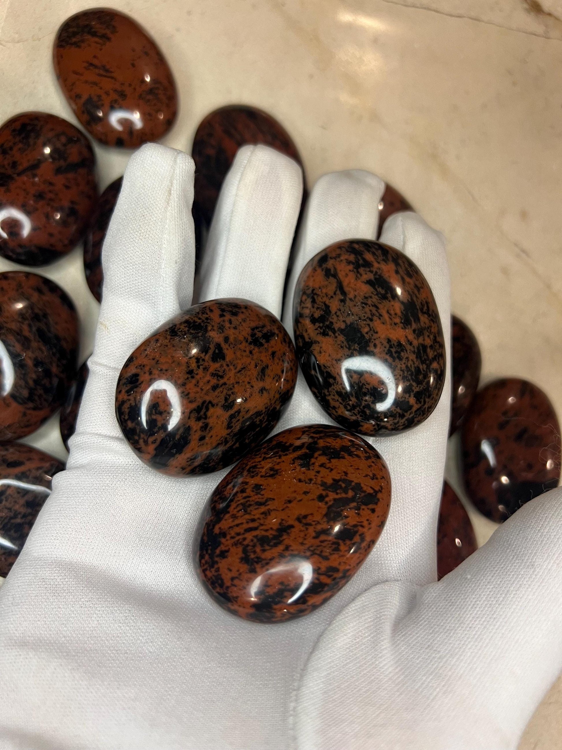 Mahogany Obsidian Polished Palm Stone Pocket Anxiety Worry Chakra Anxiety Home Decor Christmas Holiday Gift Worry Christmas Birthday Gift