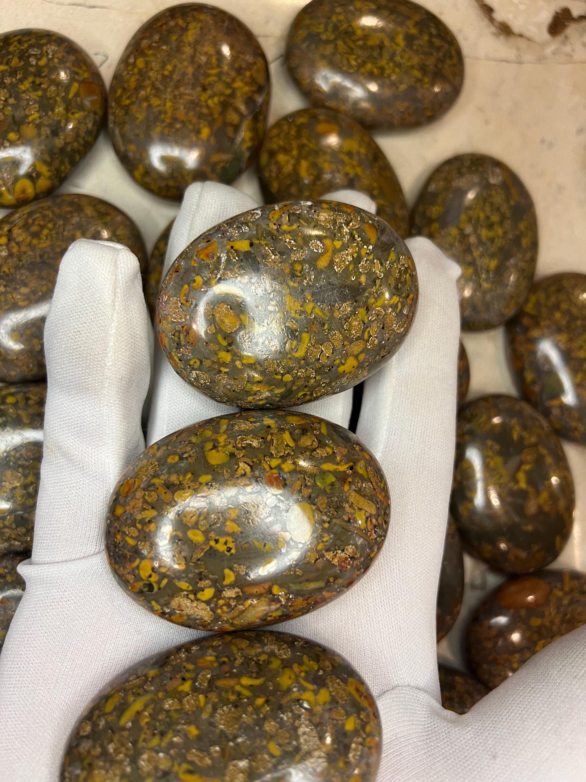 Rajasthan Ajooba Jasper Picture Jasper Natural Palm Stone Smooth Polished Carved Crystal Worry Anxiety Distraction Meditation Christmas Gift